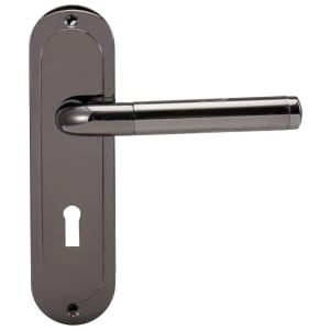 Madrid Black Nickel Lock Door Handle - 1 Pair