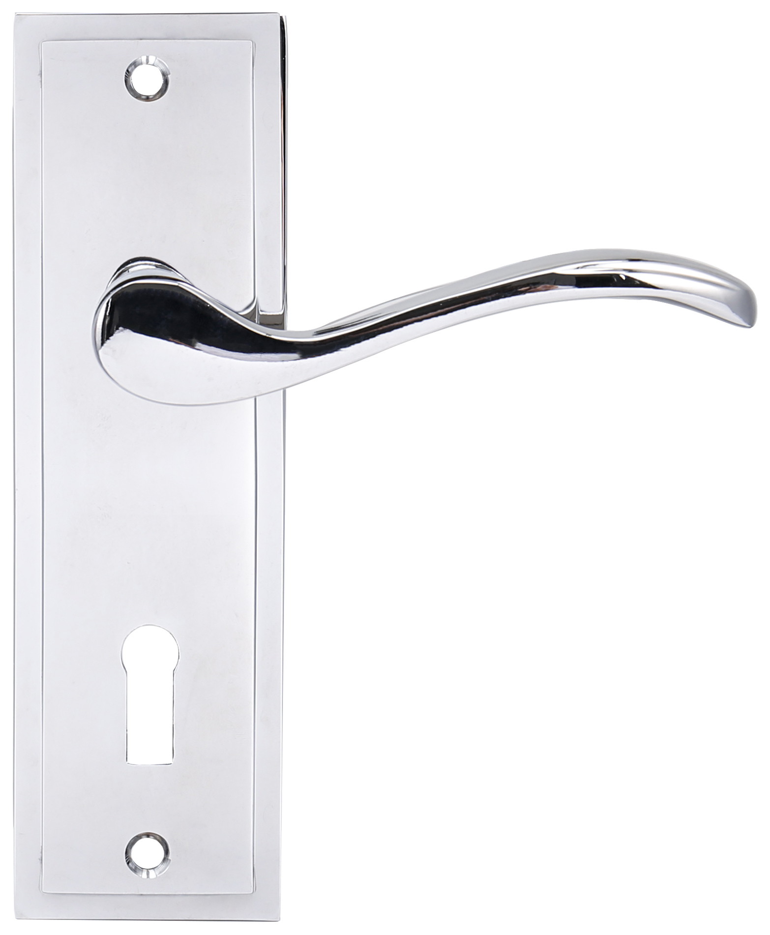 Lisbon Polished Chrome Lock Door Handle - 1 Pair