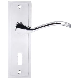 Lisbon Polished Chrome Lock Door Handle - 1 Pair