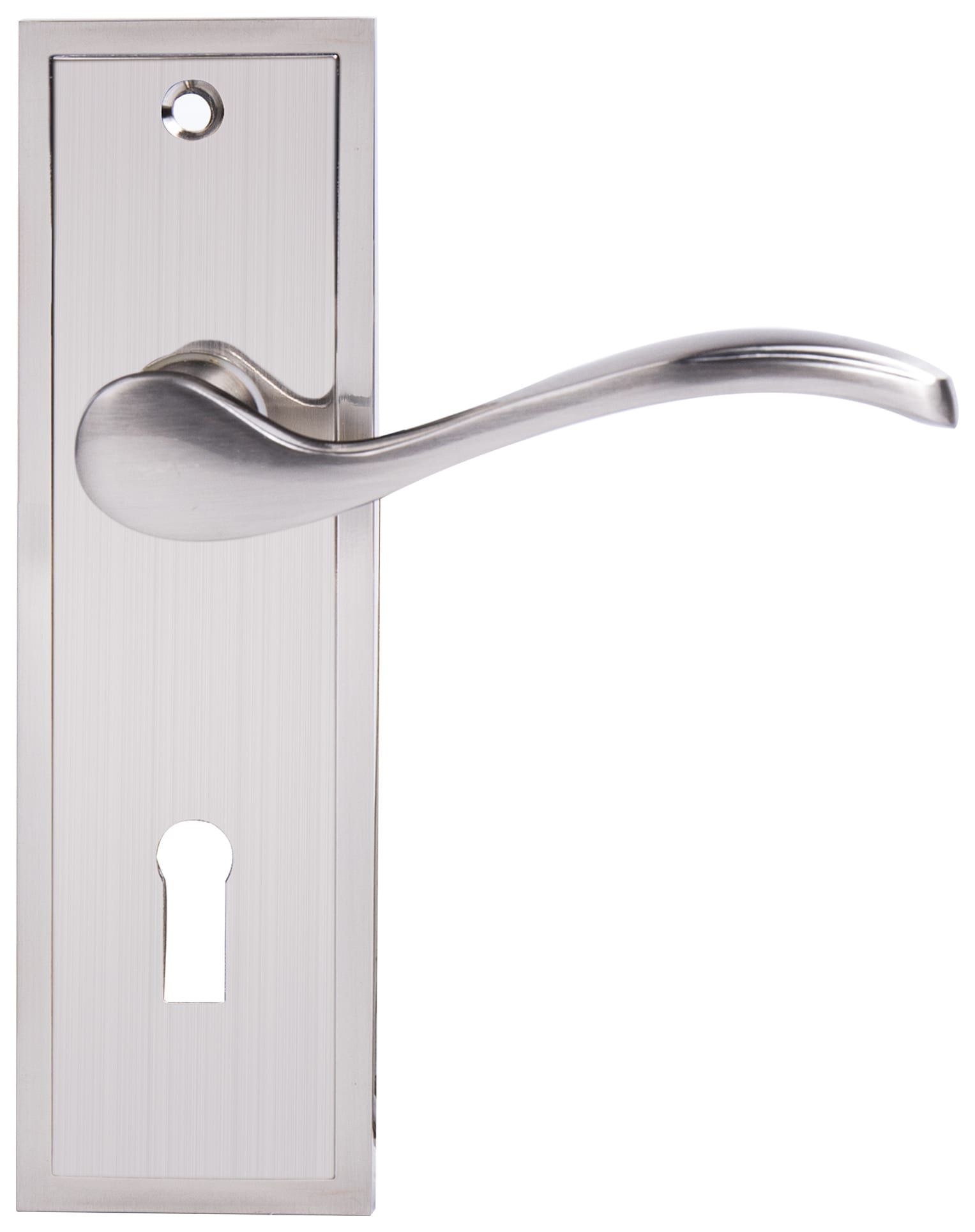 Lisbon Satin Nickel Lock Door Handle 1 Pair Wickes.co.uk