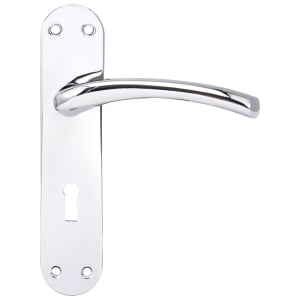 Oslo Polished Chrome Lock Door Handle - 1 Pair