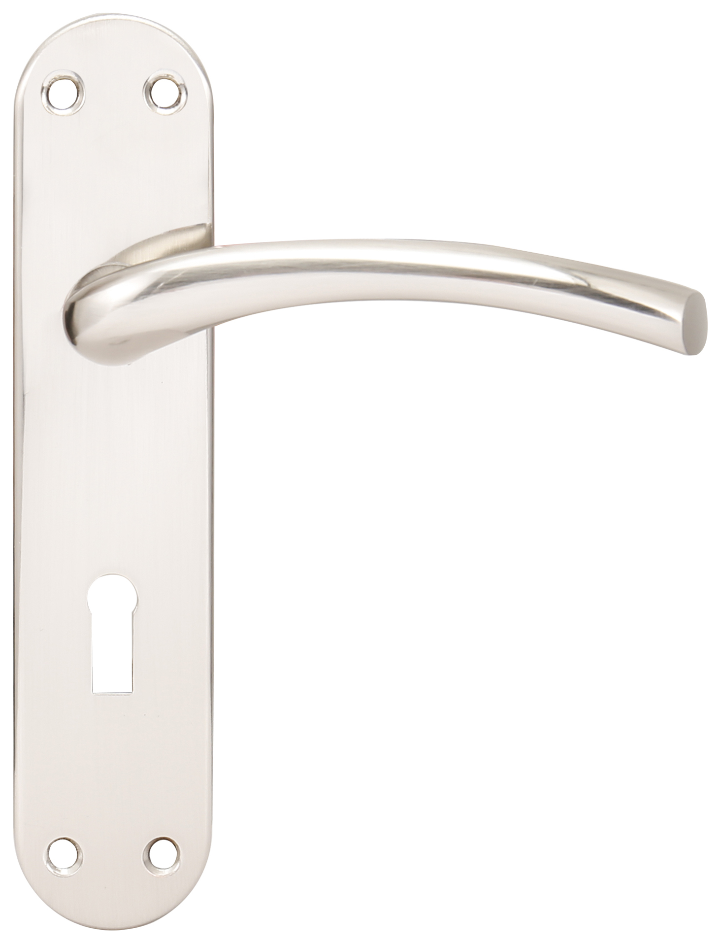 Image of Oslo Satin Nickel Lock Door Handle - 1 Pair