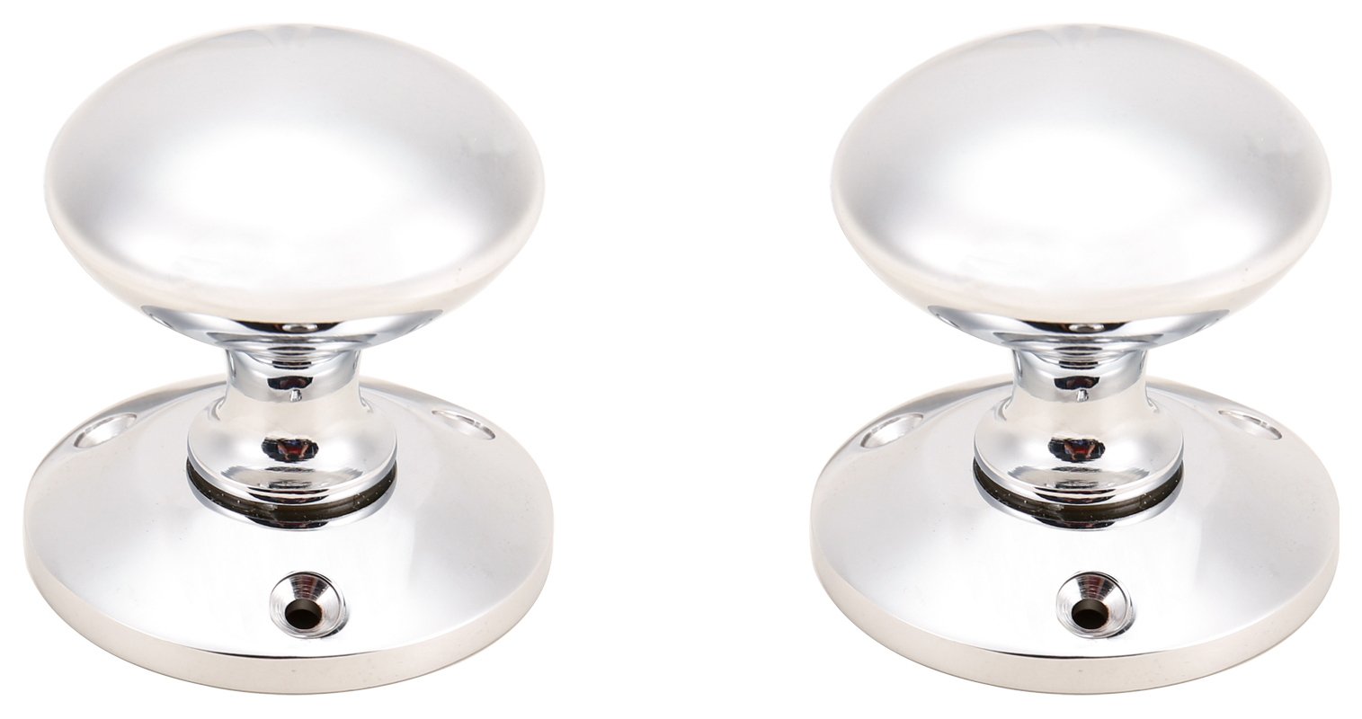 Victorian Mortice Door Knob Polished Chrome - 1 Pair
