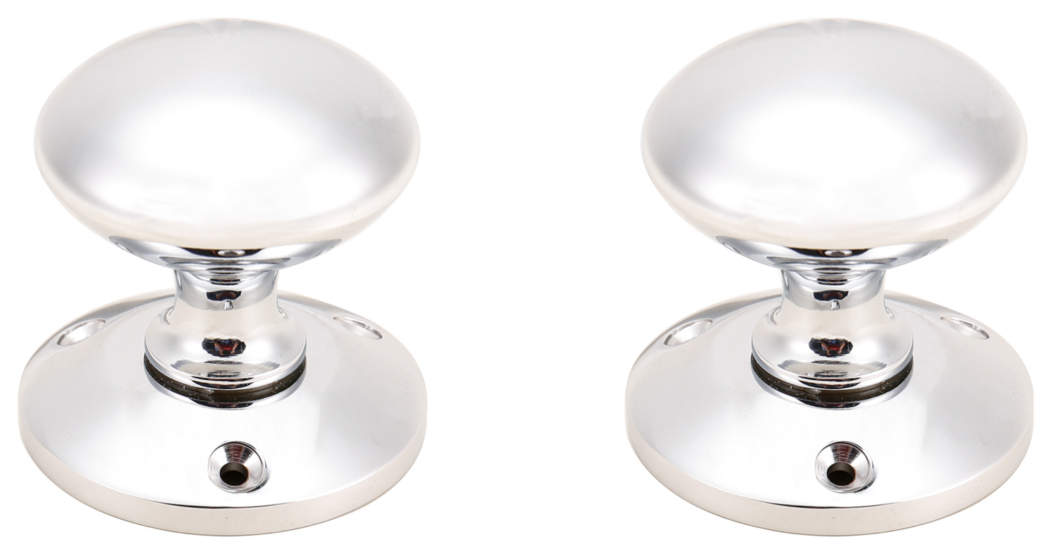 Victorian Polished Chrome Mortice Door Knob - 1 Pair