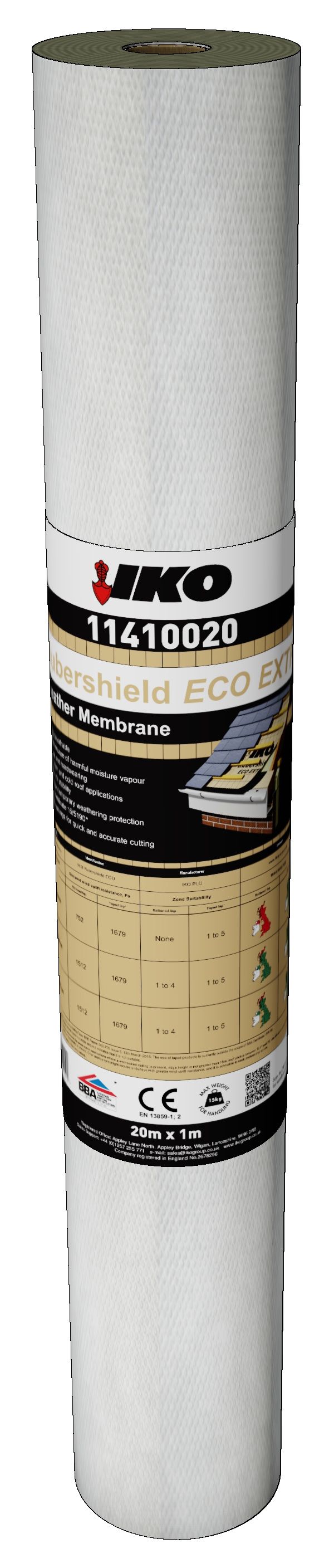 Image of IKO Rubershield Eco Extra 120g/sqm Roofing Membrane - 20 x 1m