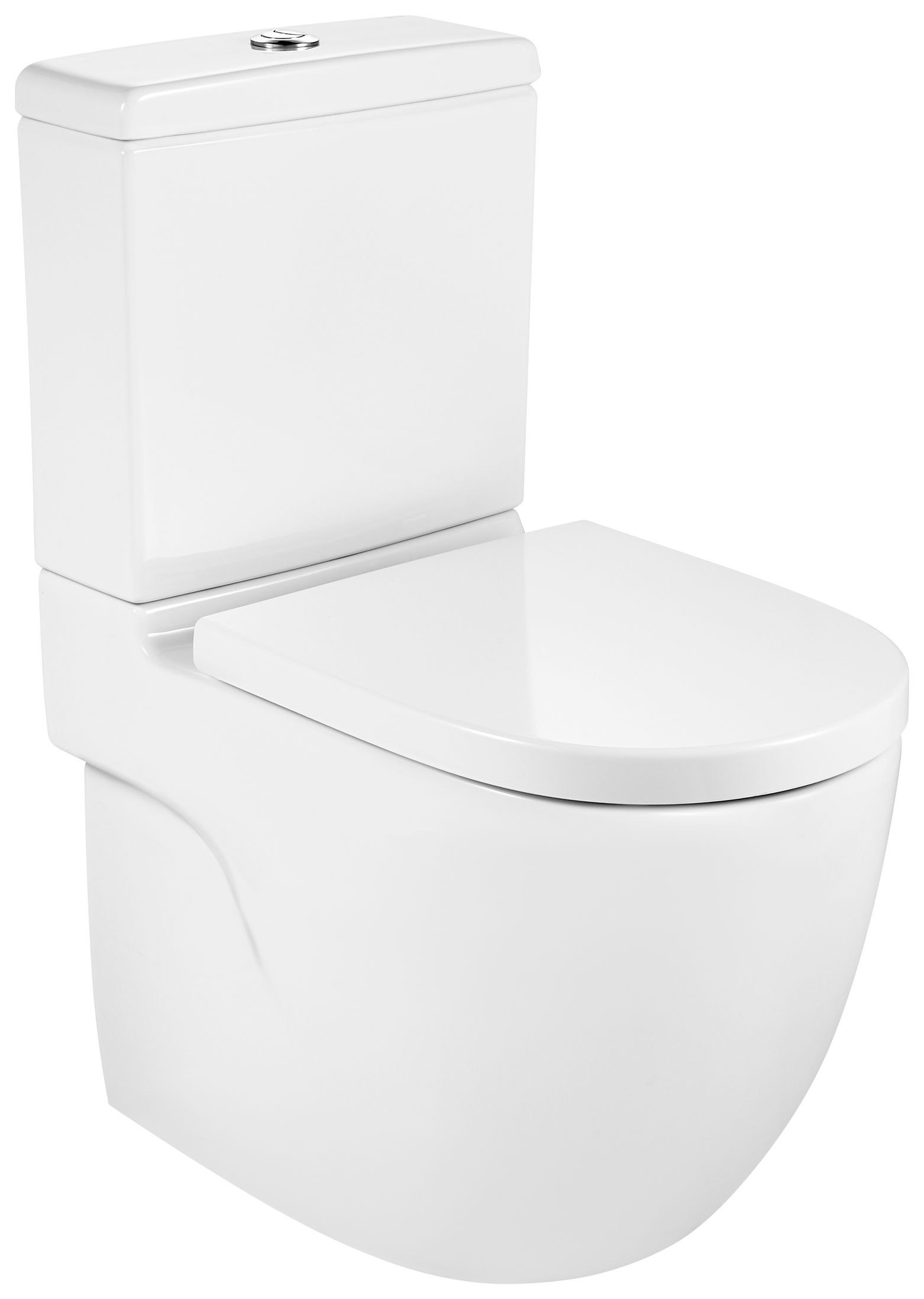 Meridian Easy Clean Close Coupled Fully Shrouded Compact Toilet Pan, Cistern & Soft Close Seat