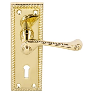 Cheshire Georgian Brass Lock Door Handle - 1 Pair