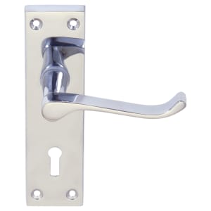 Victorian Scroll Chrome Lock Door Handle - 1 Pair