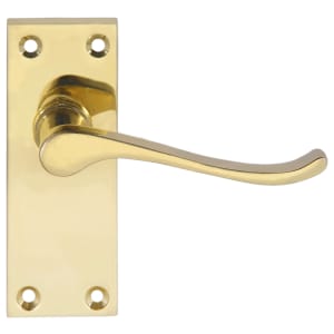 Victorian Scroll Polished Brass Latch Door Handle - 1 Pair
