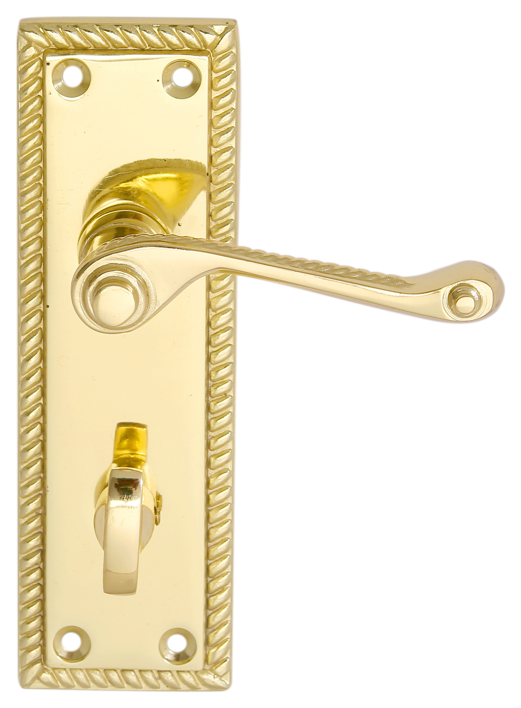 Image of Cheshire Georgian Brass Bathroom Door Handle - 1 Pair