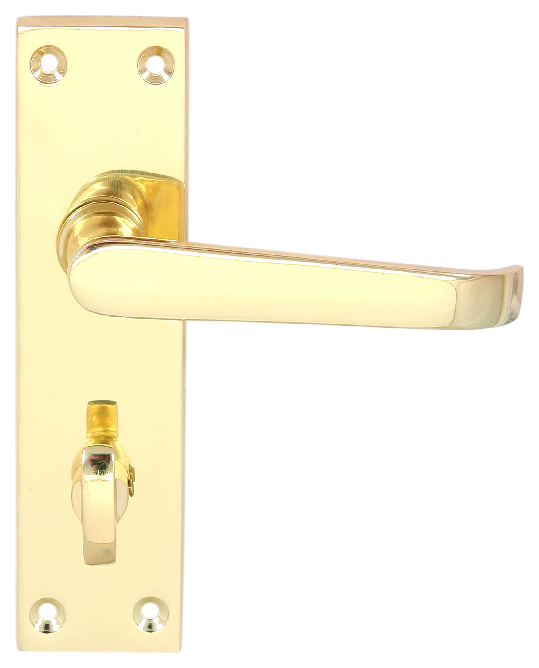 Victorian Straight Polished Brass Bathroom Door Handle - 1 Pair