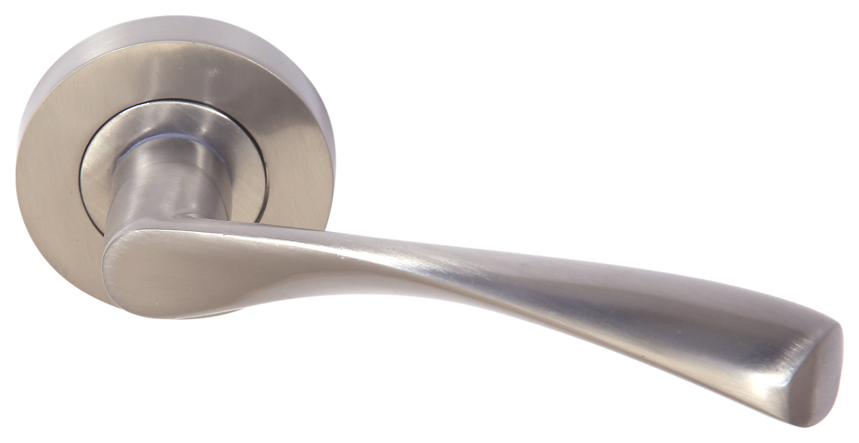 Eden Satin Nickel Round Rose Door Handle - 1 Pair