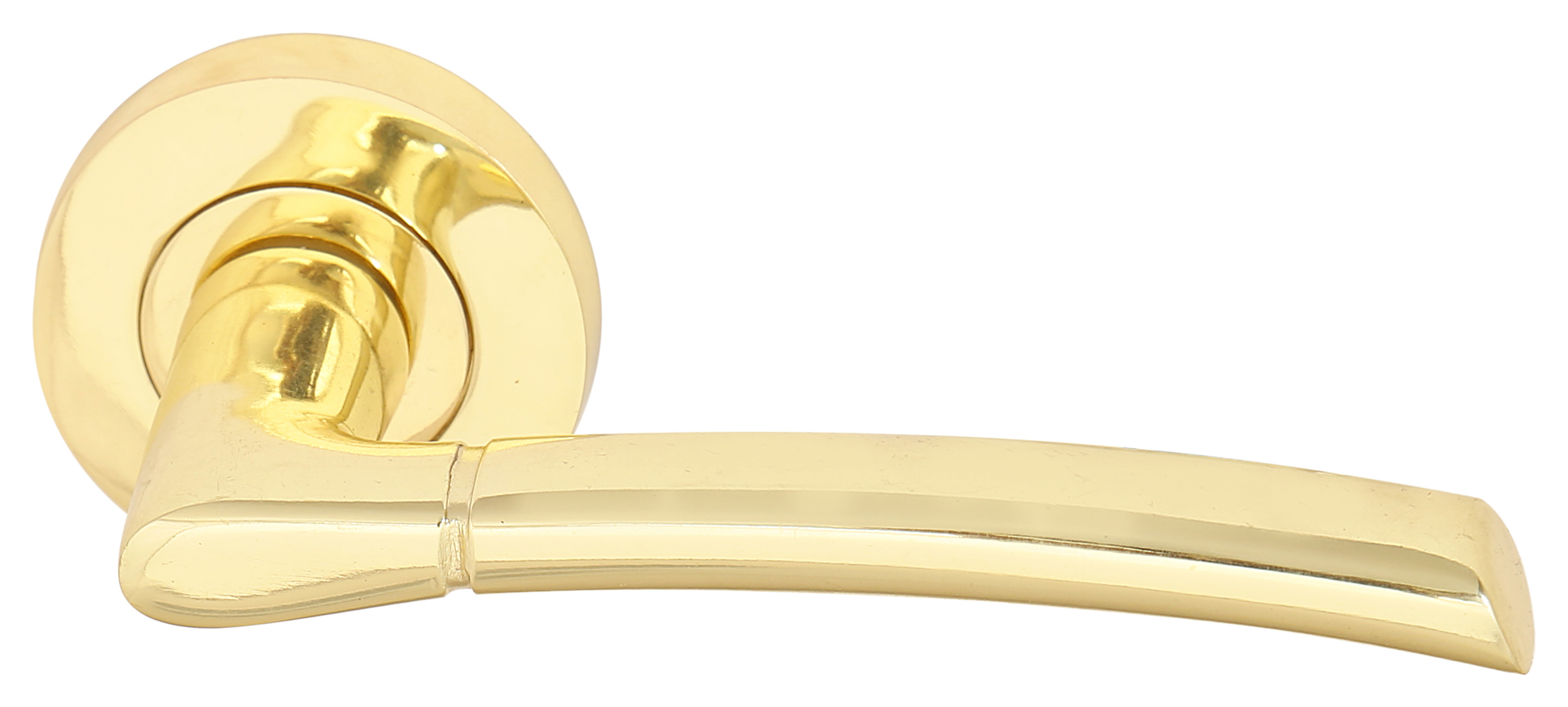 Sofia Polished Gold Round Rose Door Handle - 1 Pair