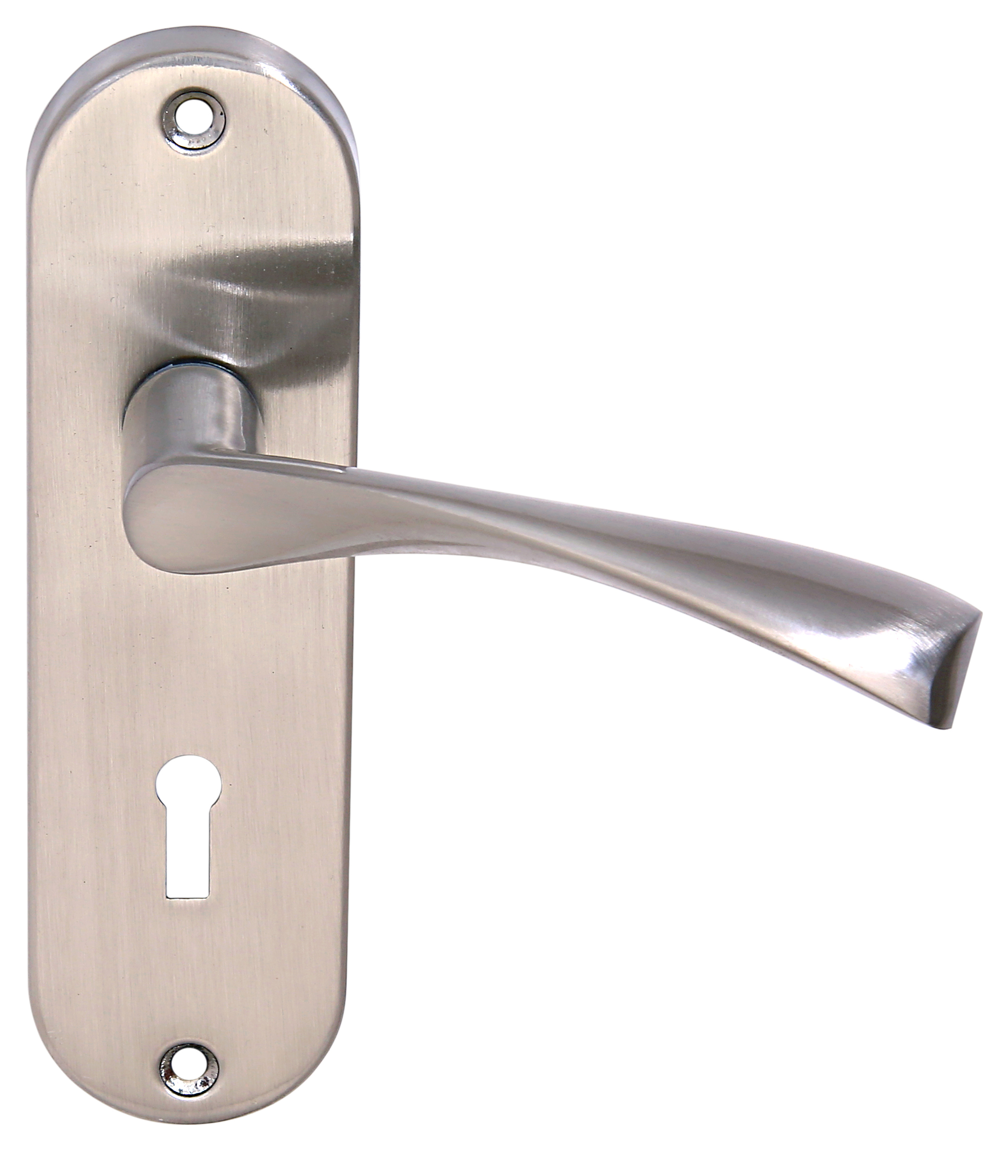 Image of Eden Satin Nickel Lock Door Handle - 1 Pair