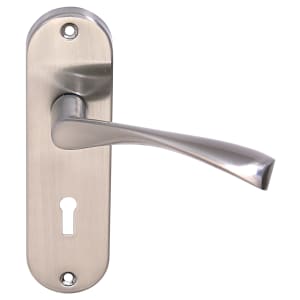 Eden Satin Nickel Lock Door Handle - 1 Pair