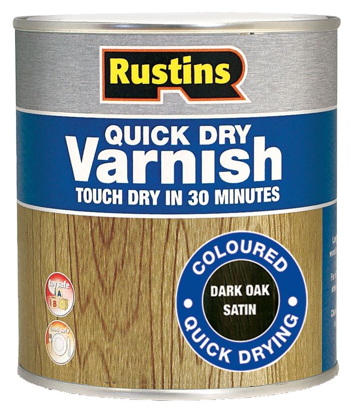 Rustins Quick Dry Satin Varnish - Dark Oak - 500ml