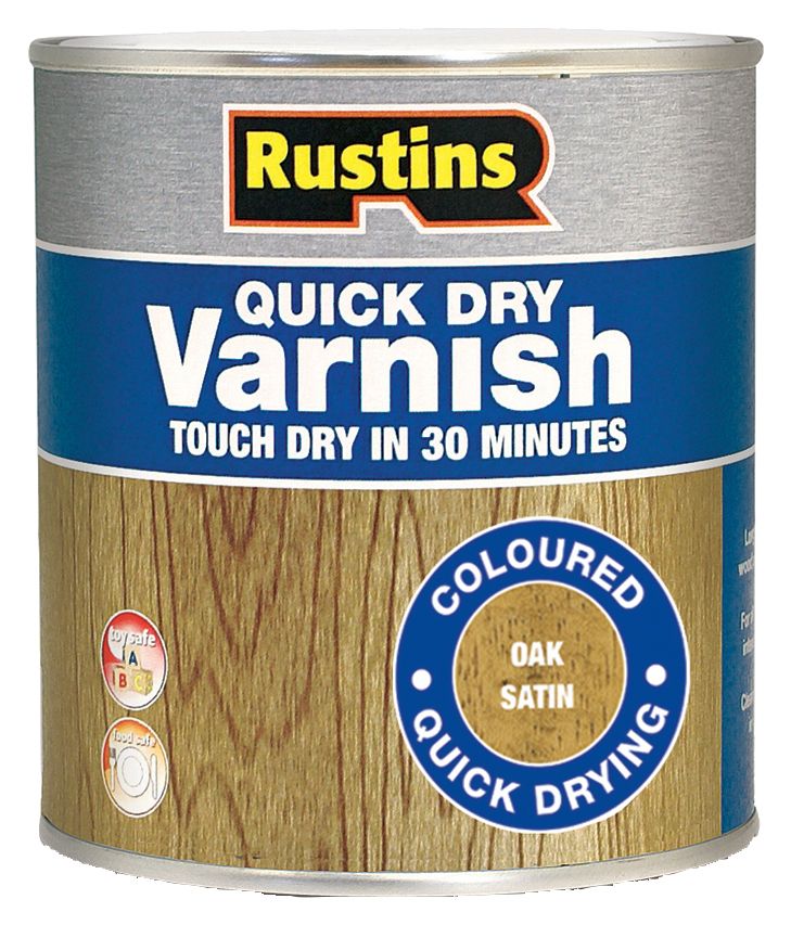 Rustins Quick Dry Satin Varnish - Oak - 500ml