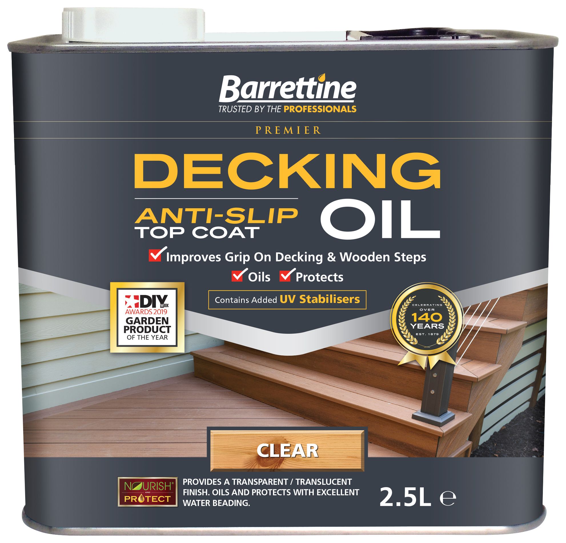 Barrettine Anti-Slip Decking Oil - Clear - 2.5L