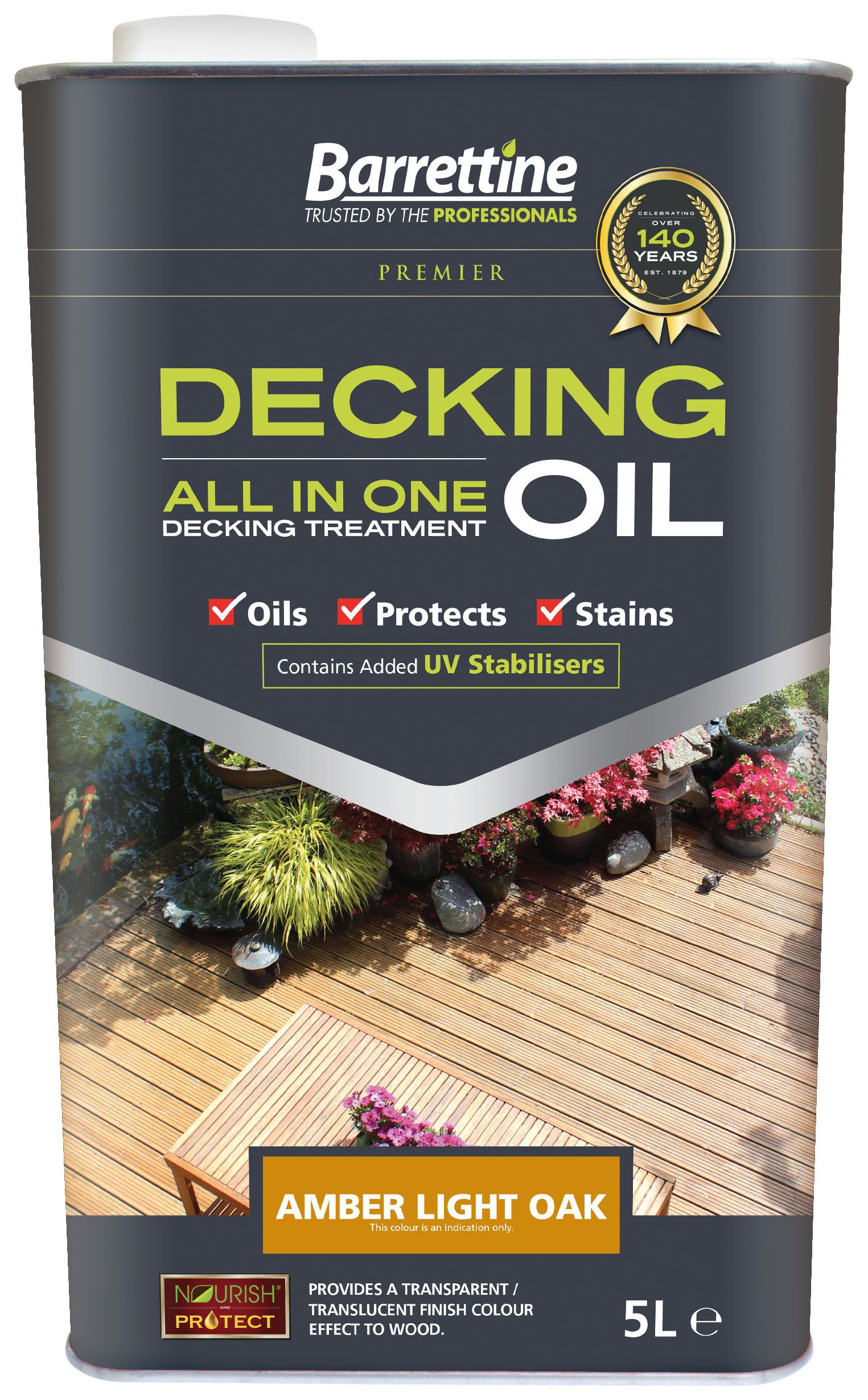 Barrettine All In One Decking Oil - Amber Light Oak - 5L