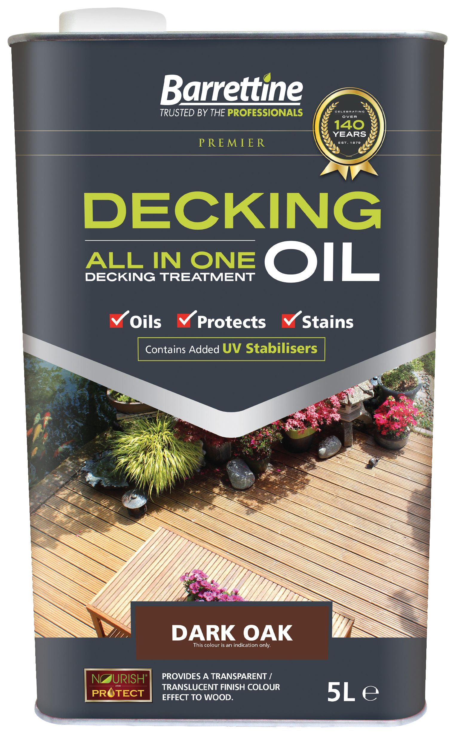 Barrettine All In One Decking Oil - Dark Oak - 5L