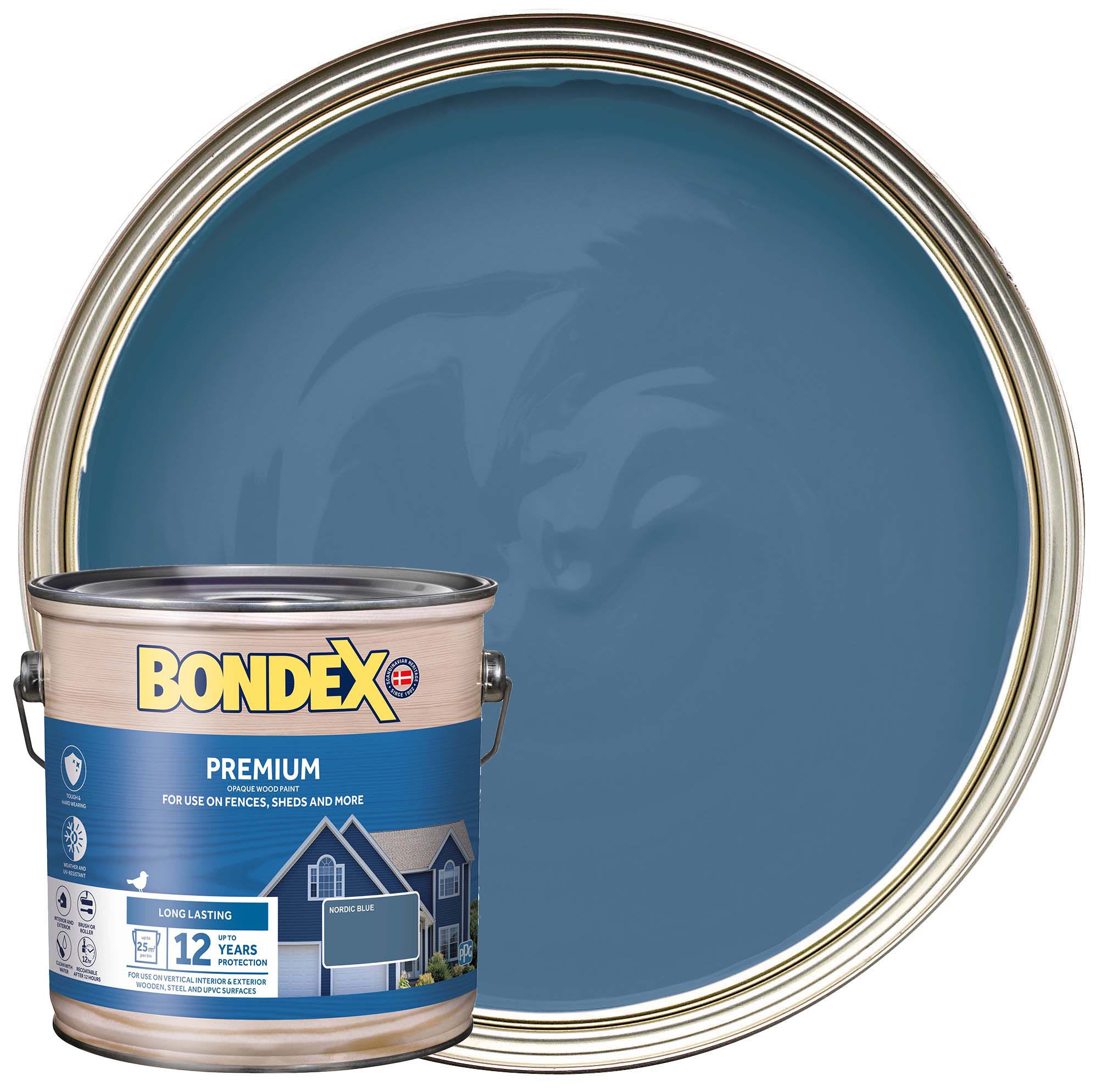Bondex Premium Opaque Wood Stain Nordic Blue 2.5L Wickes.co.uk