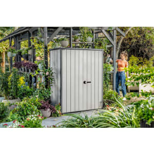 Keter Hi Store + 5x5ft Outdoor Garden Storage Shed - Grey