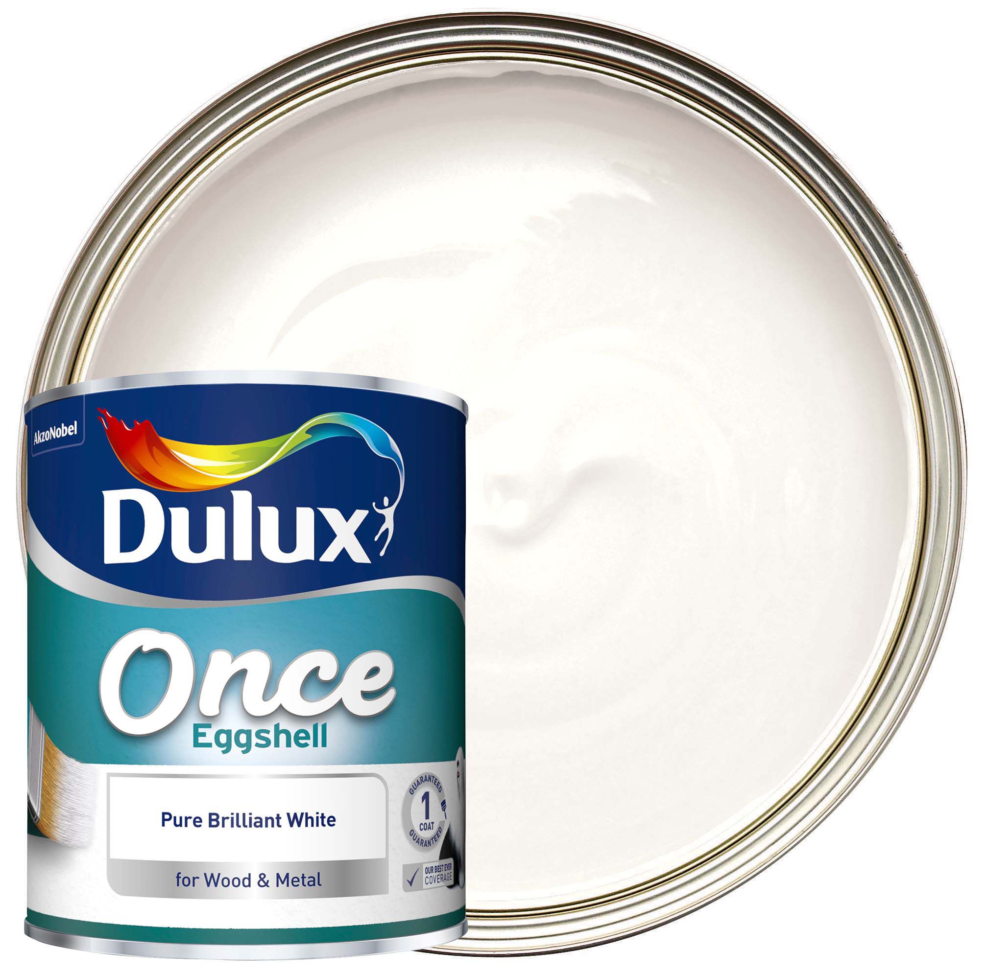 Image of Dulux Once Eggshell Paint - Pure Brilliant White - 750ml
