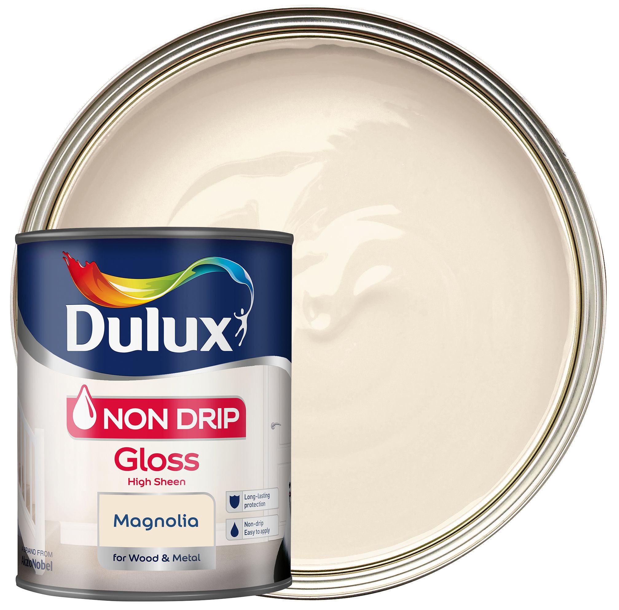 Image of Dulux Non Drip Gloss Paint - Magnolia - 750ml