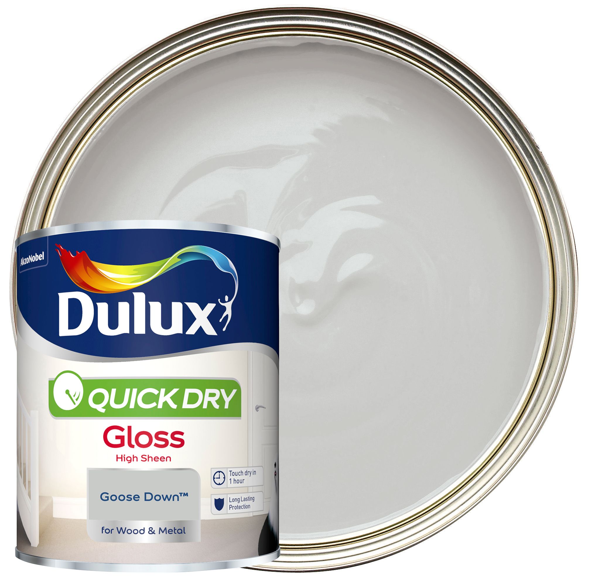 Image of Dulux Quick Drying Gloss Paint - Goose Down- 750ml