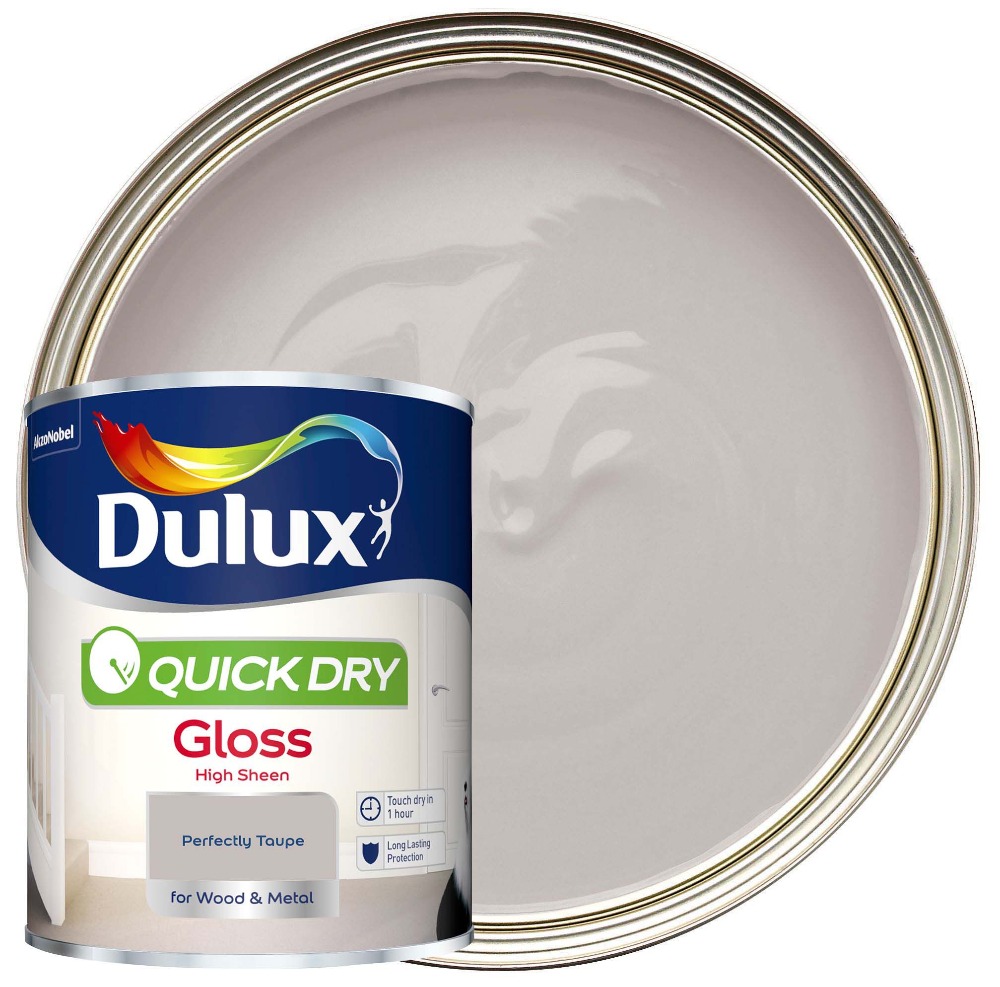 Image of Dulux Quick Drying Gloss Paint - Perfectly Taupe - 750ml