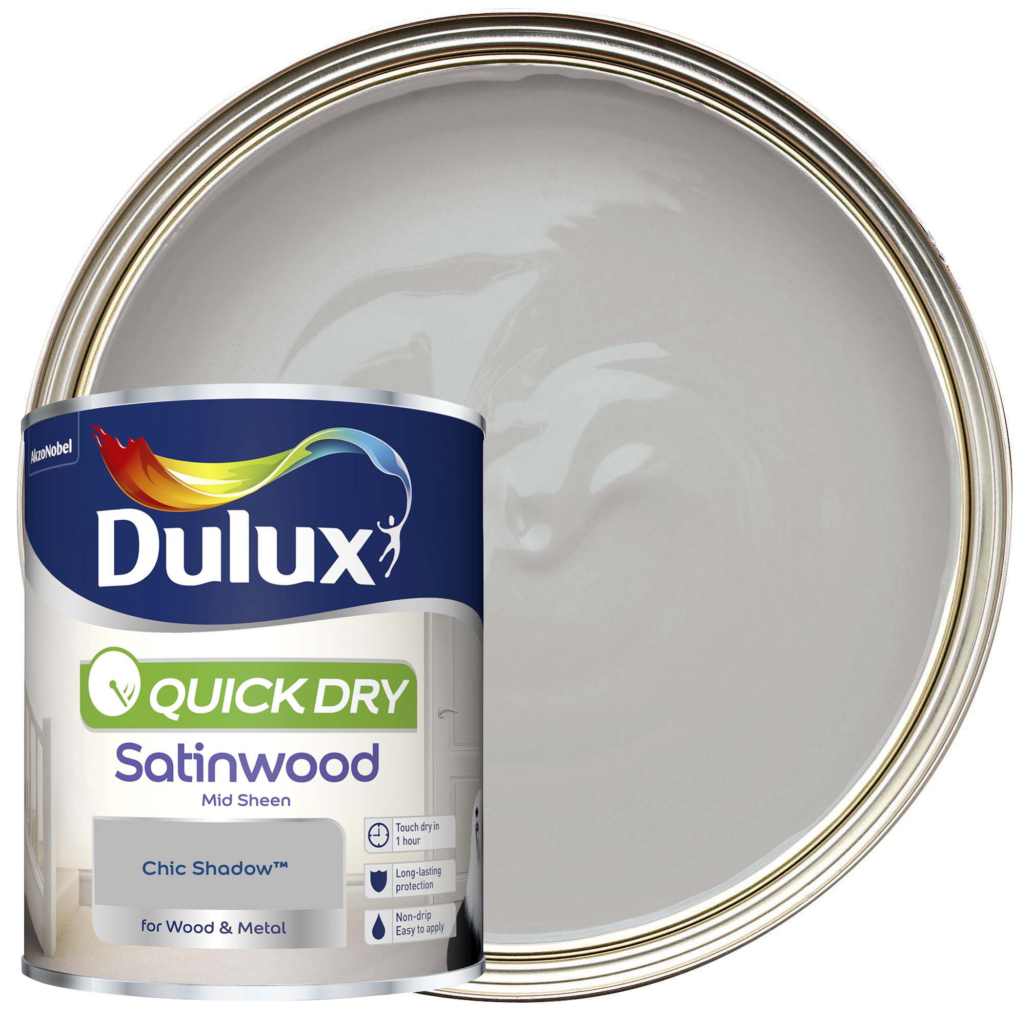 Image of Dulux Quick Drying Satinwood Paint - Chic Shadow - 750ml