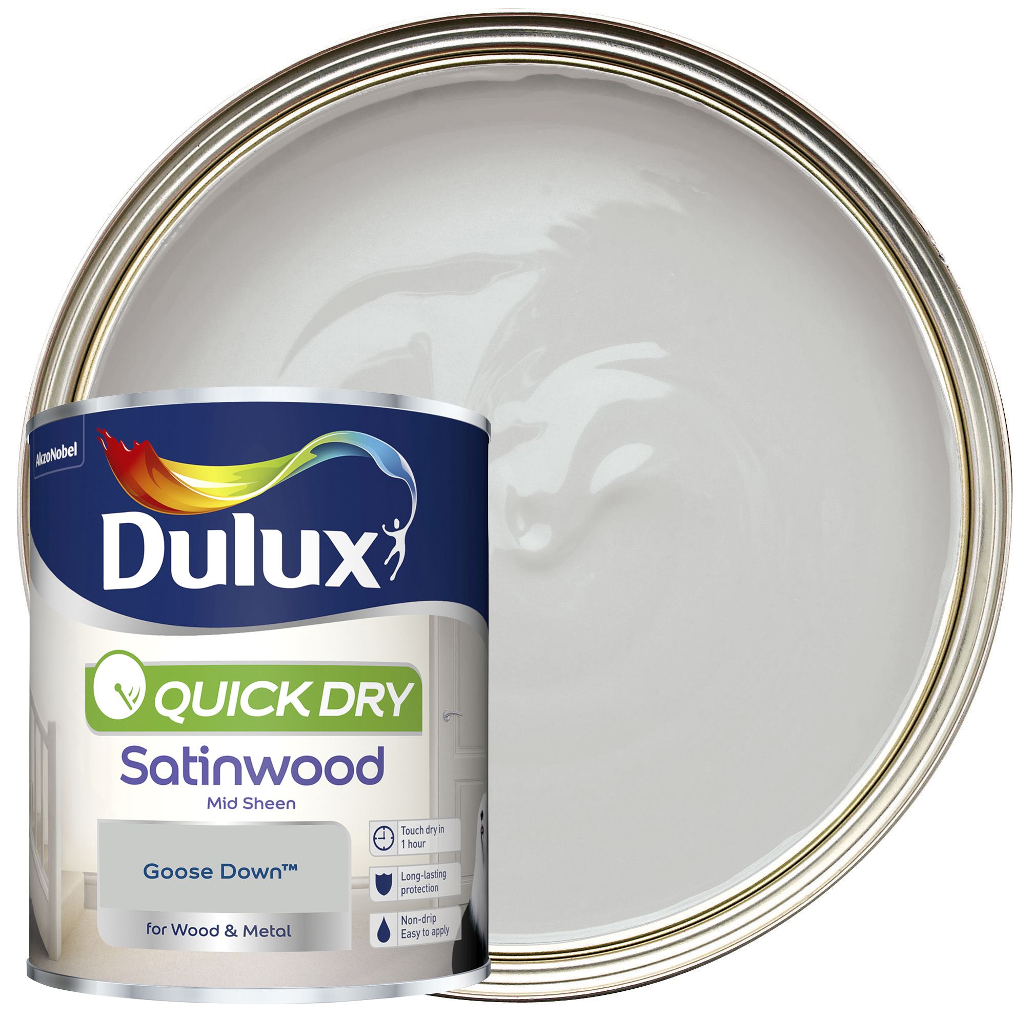 Dulux Quick Drying Satinwood Paint - Goose Down - 750ml