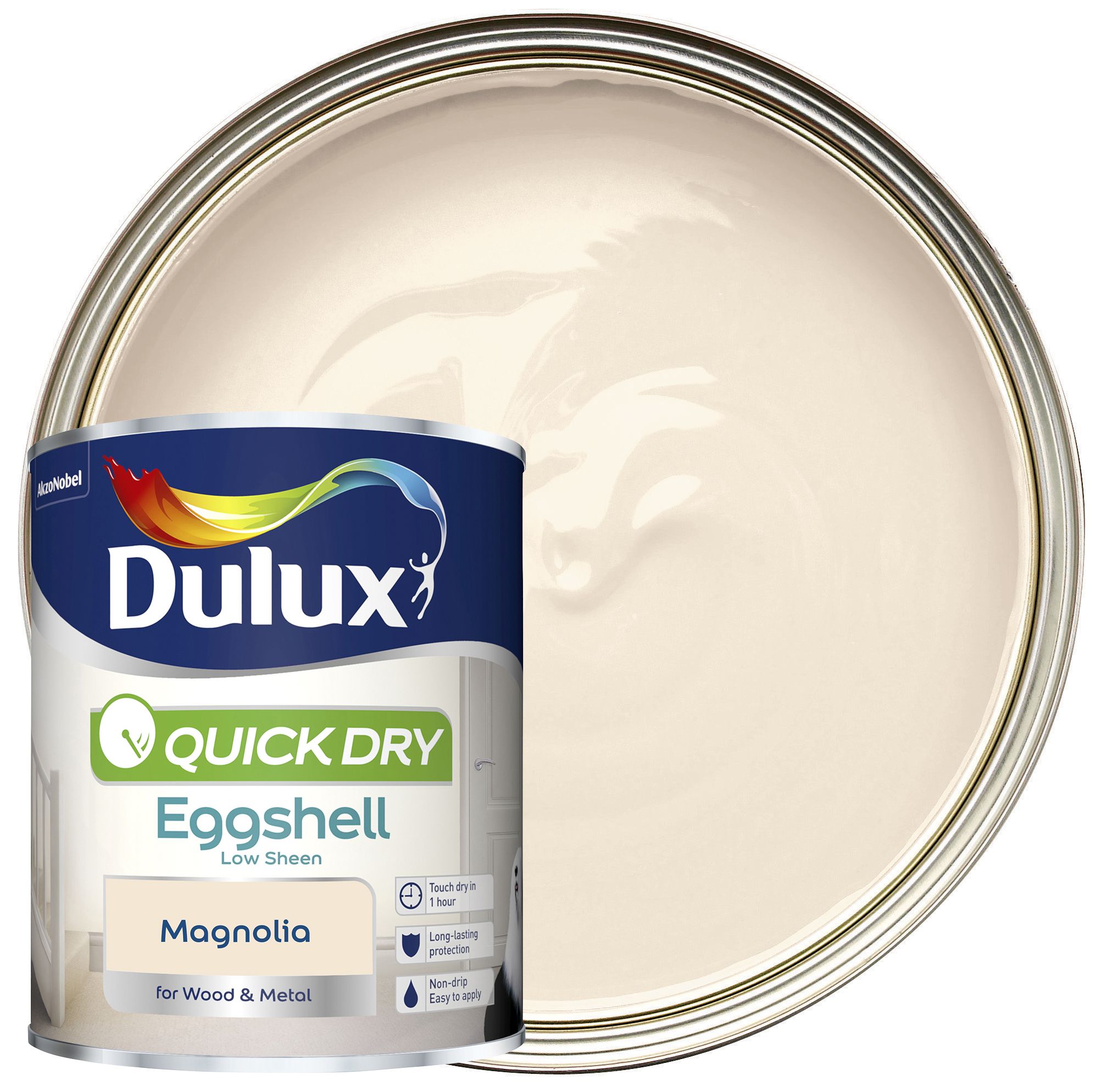Image of Dulux Quick Drying Eggshell Paint - Magnolia - 750ml