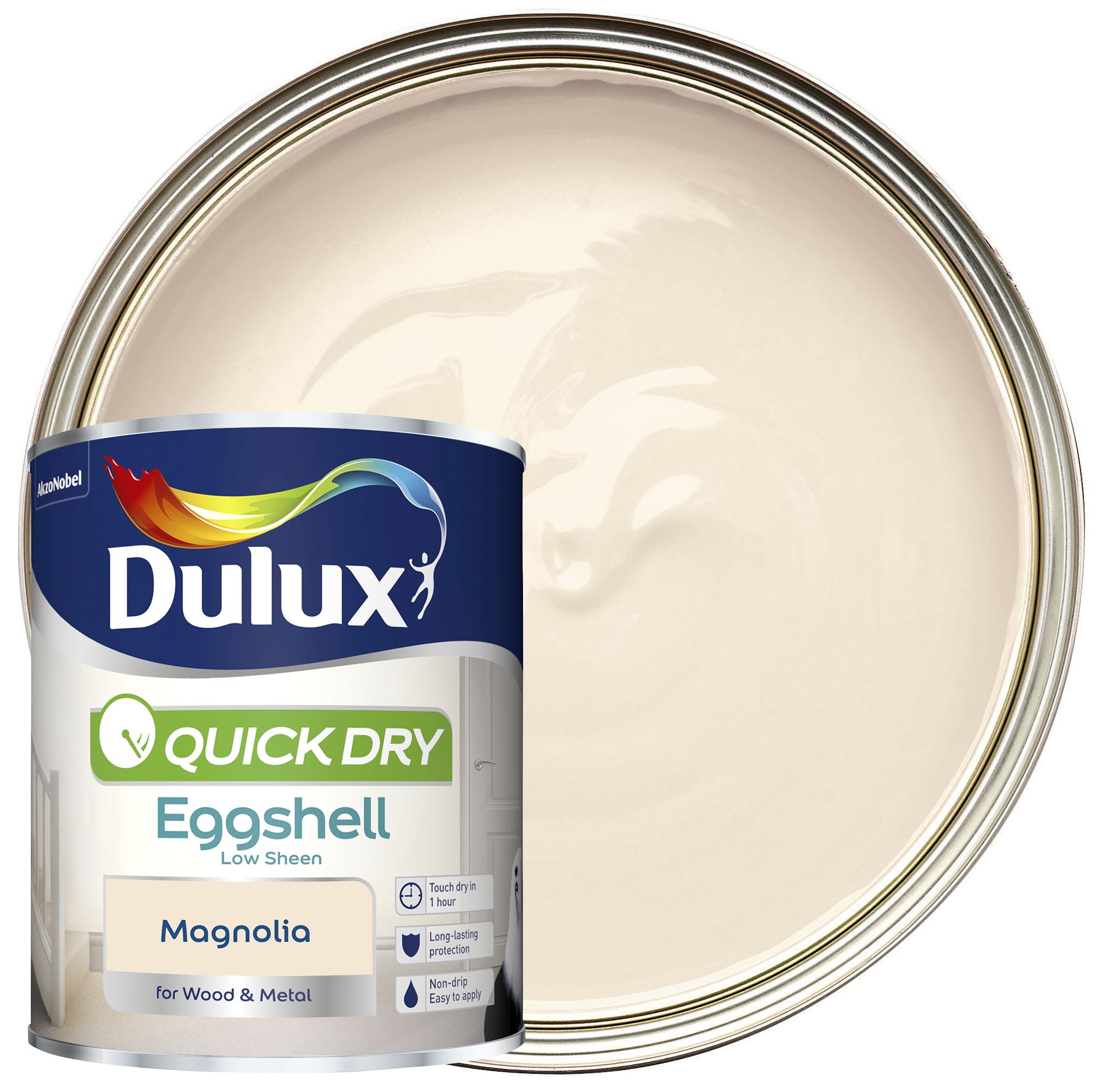Dulux Quick Drying Eggshell Paint Magnolia 750ml Wickes.co.uk