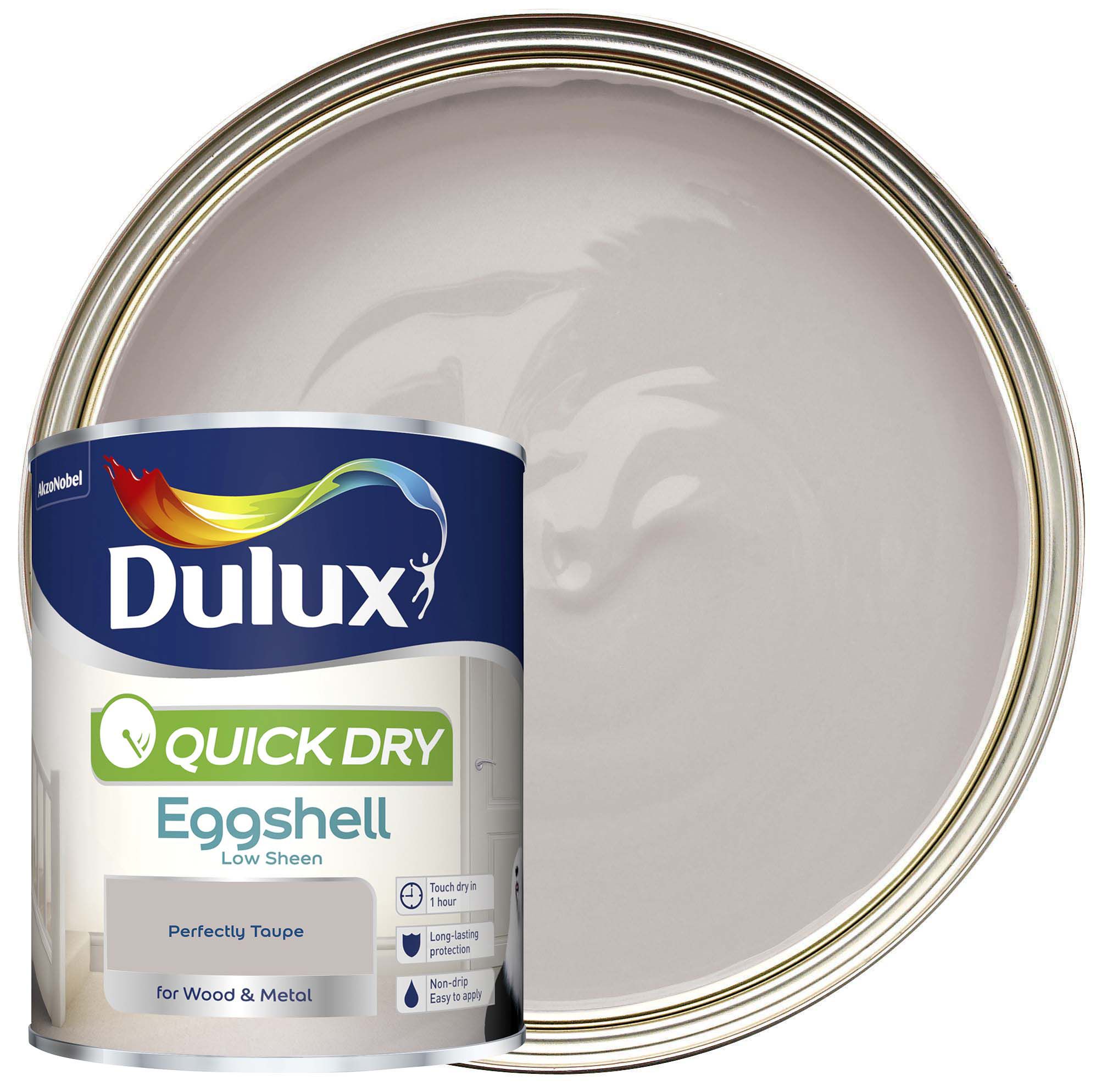 Image of Dulux Quick Drying Eggshell Paint - Perfectly Taupe - 750ml