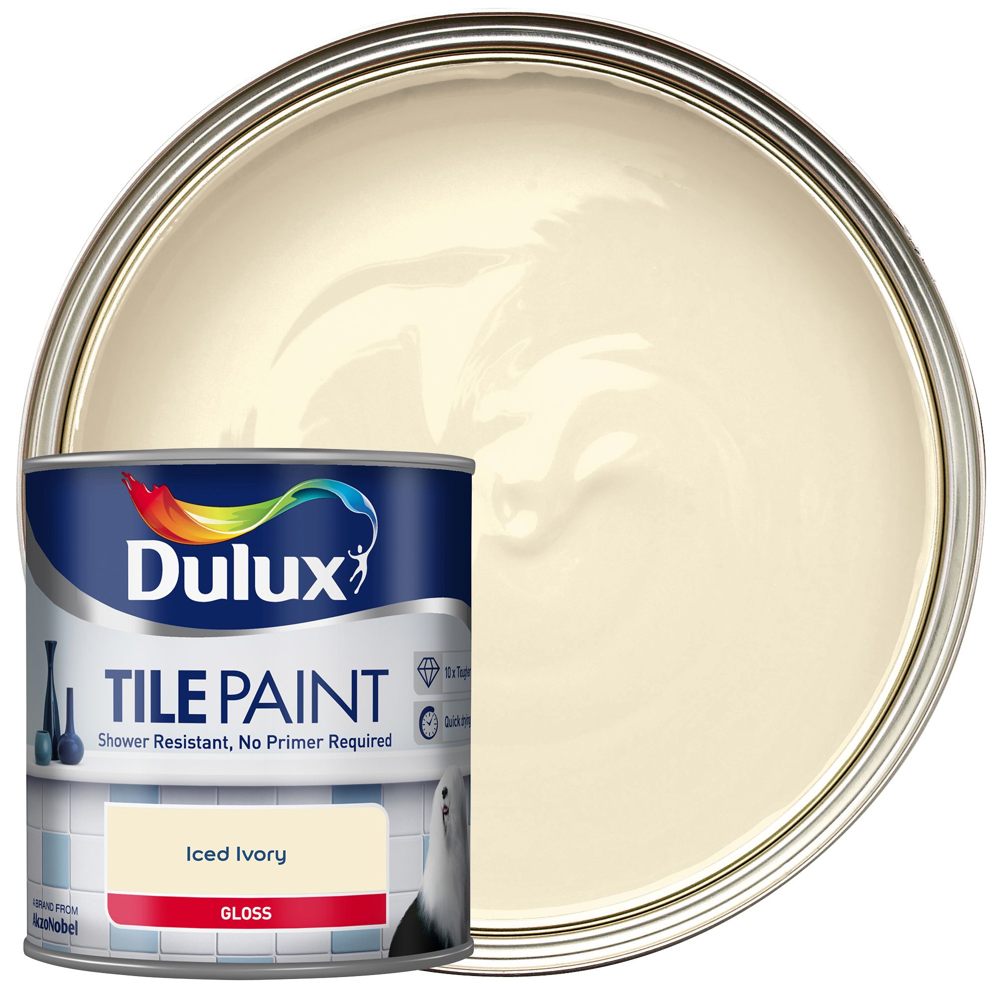 Image of Dulux Tile Paint - Iced Ivory - 600ml
