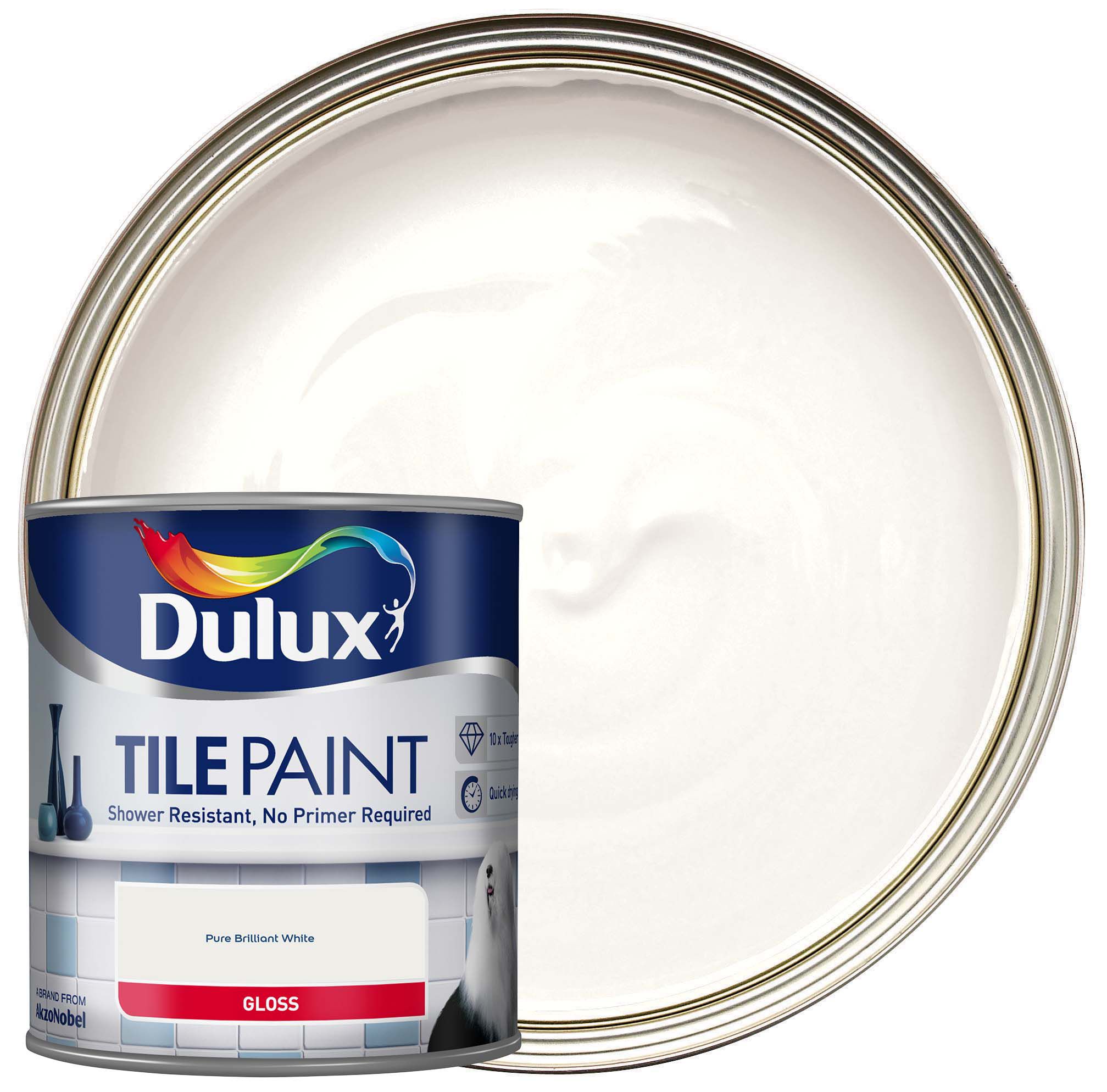 Image of Dulux Tile Paint - Pure Brilliant White - 600ml