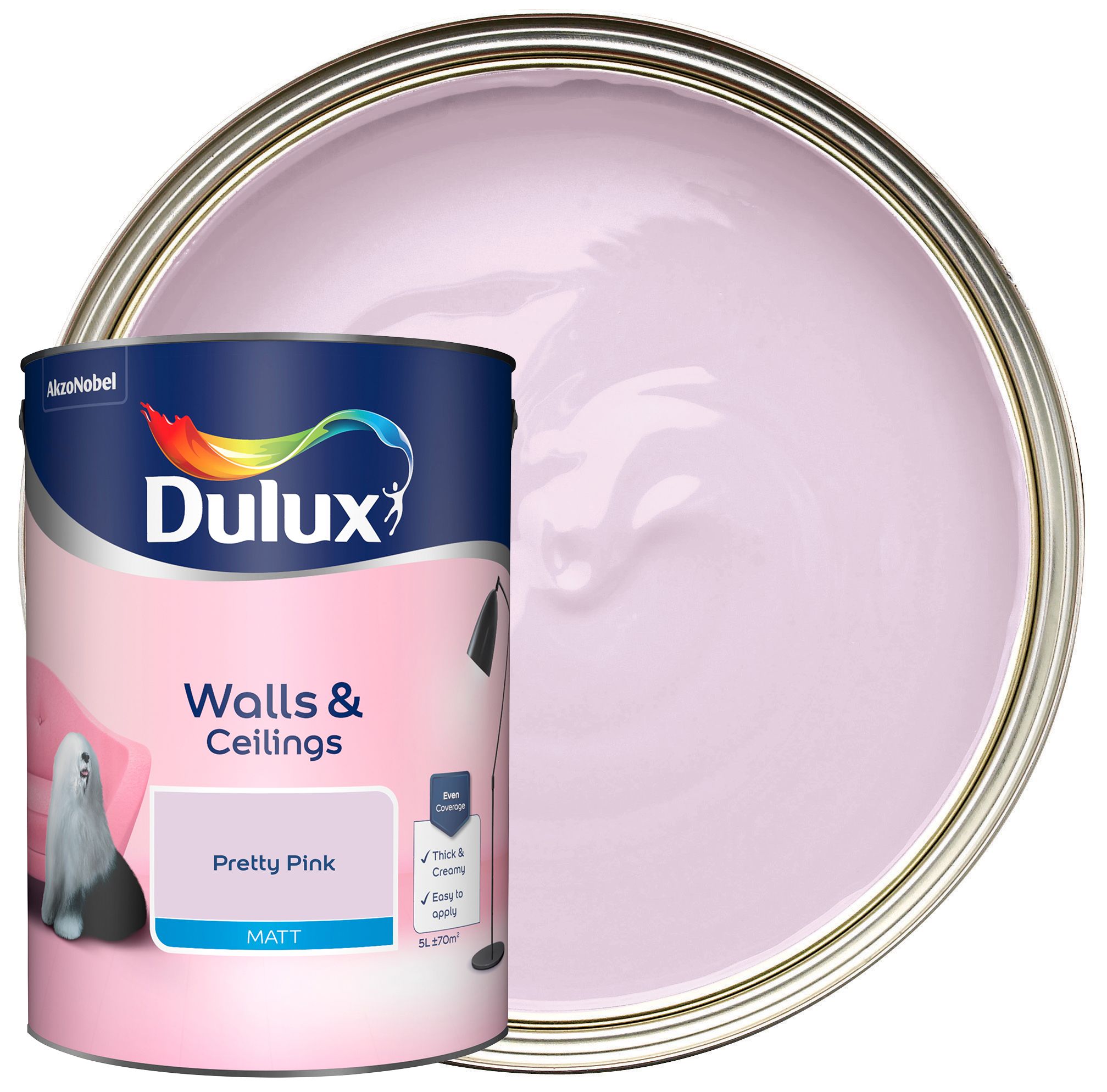Dulux Matt Emulsion Paint - Pretty Pink - 5L