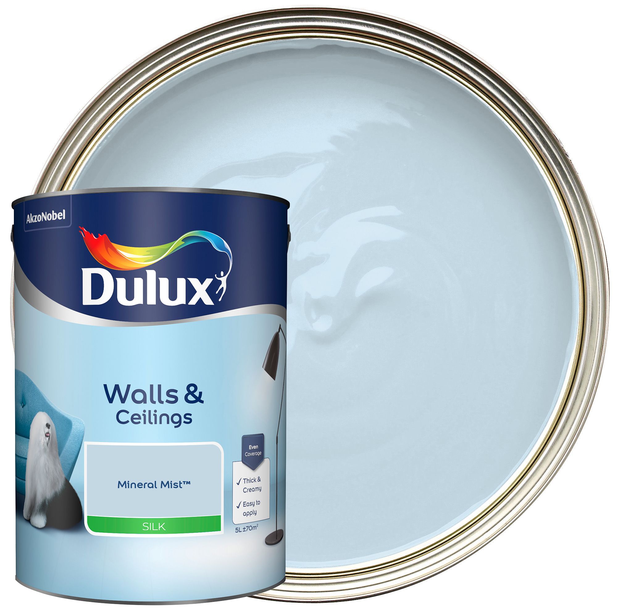 Image of Dulux Silk Emulsion Paint - Mineral Mist - 5L