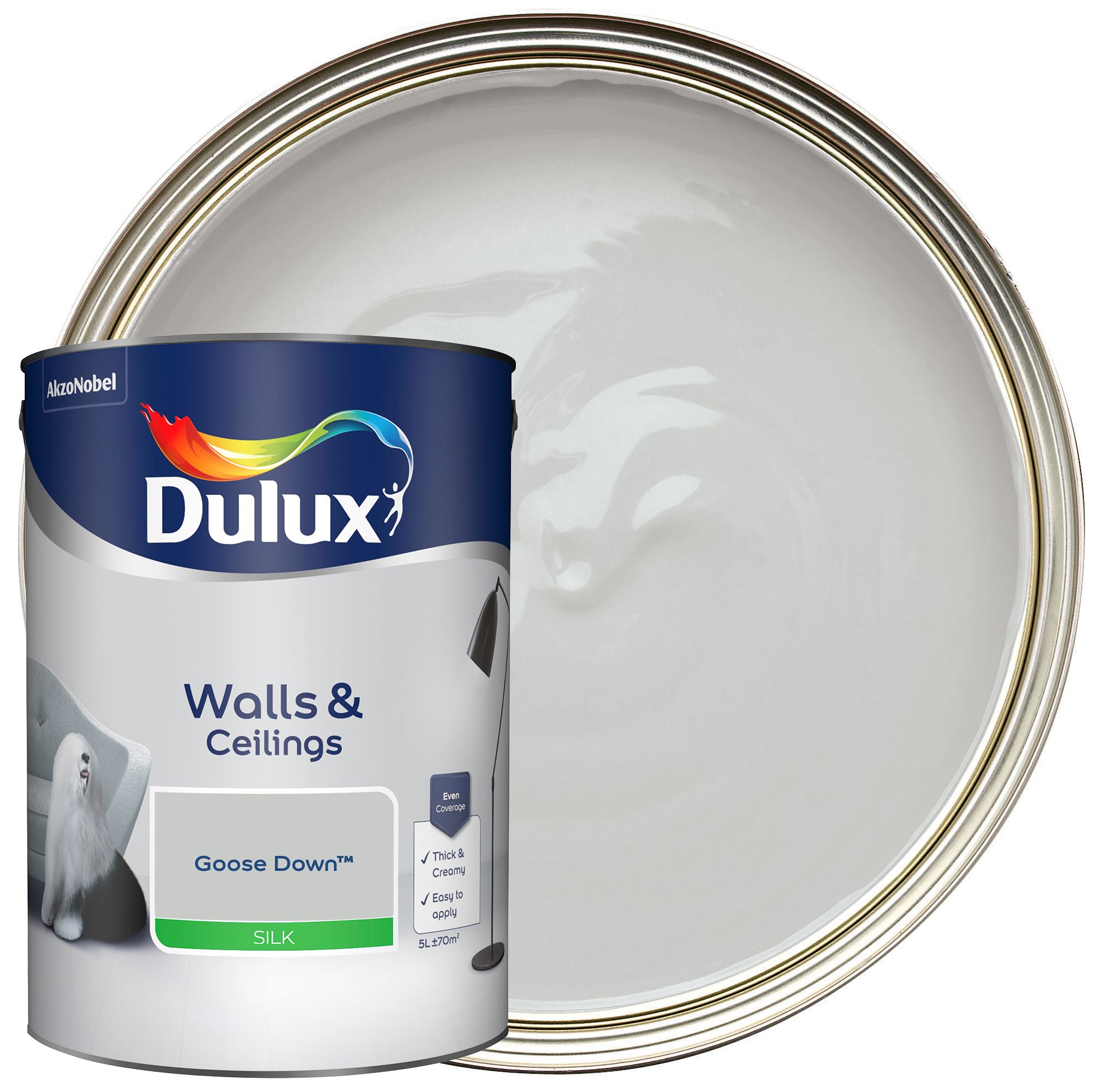 Dulux Silk Emulsion Paint - Goose Down - 5L