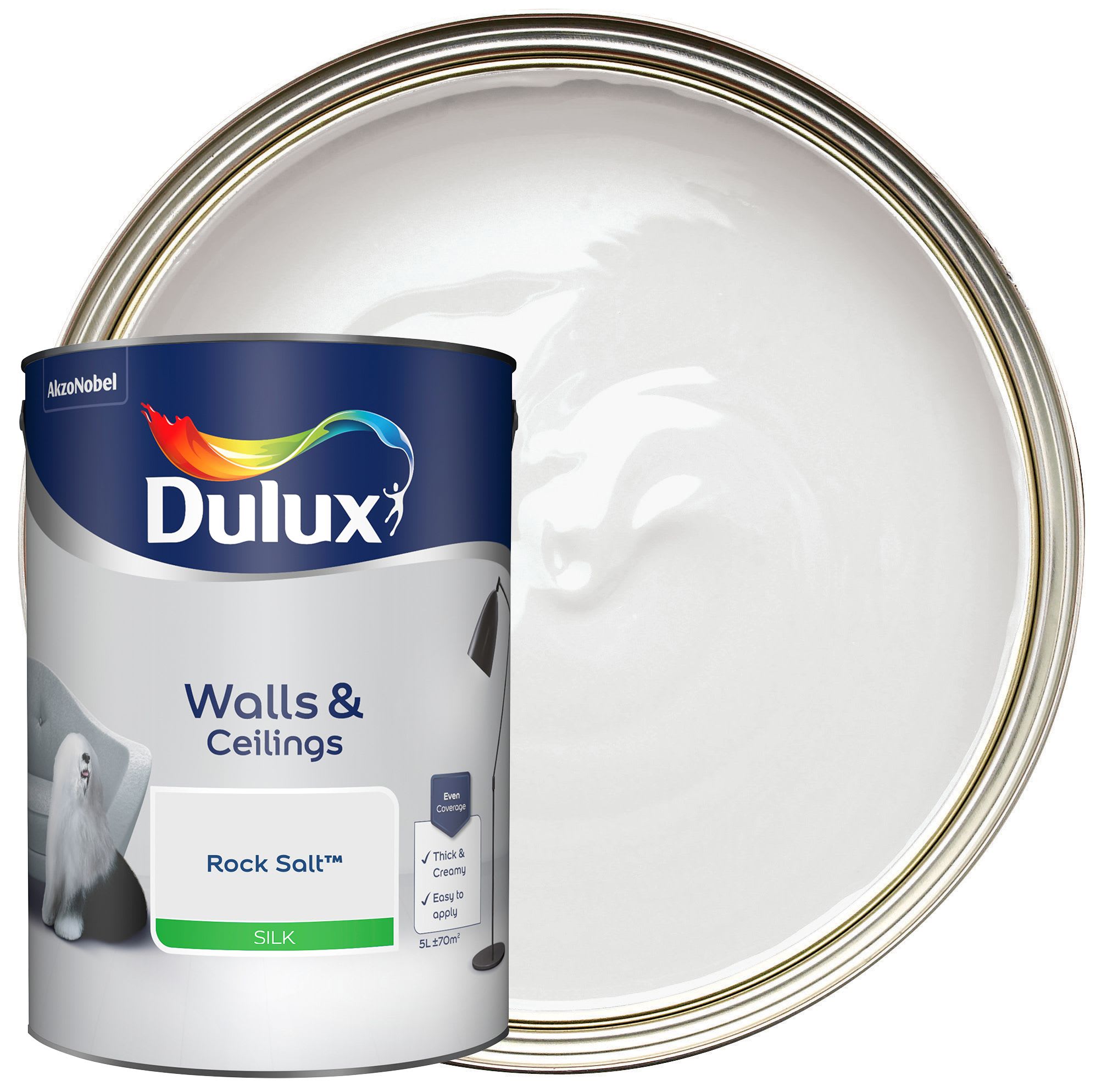 Dulux Silk Emulsion Paint Rock Salt 5L Wickes.co.uk