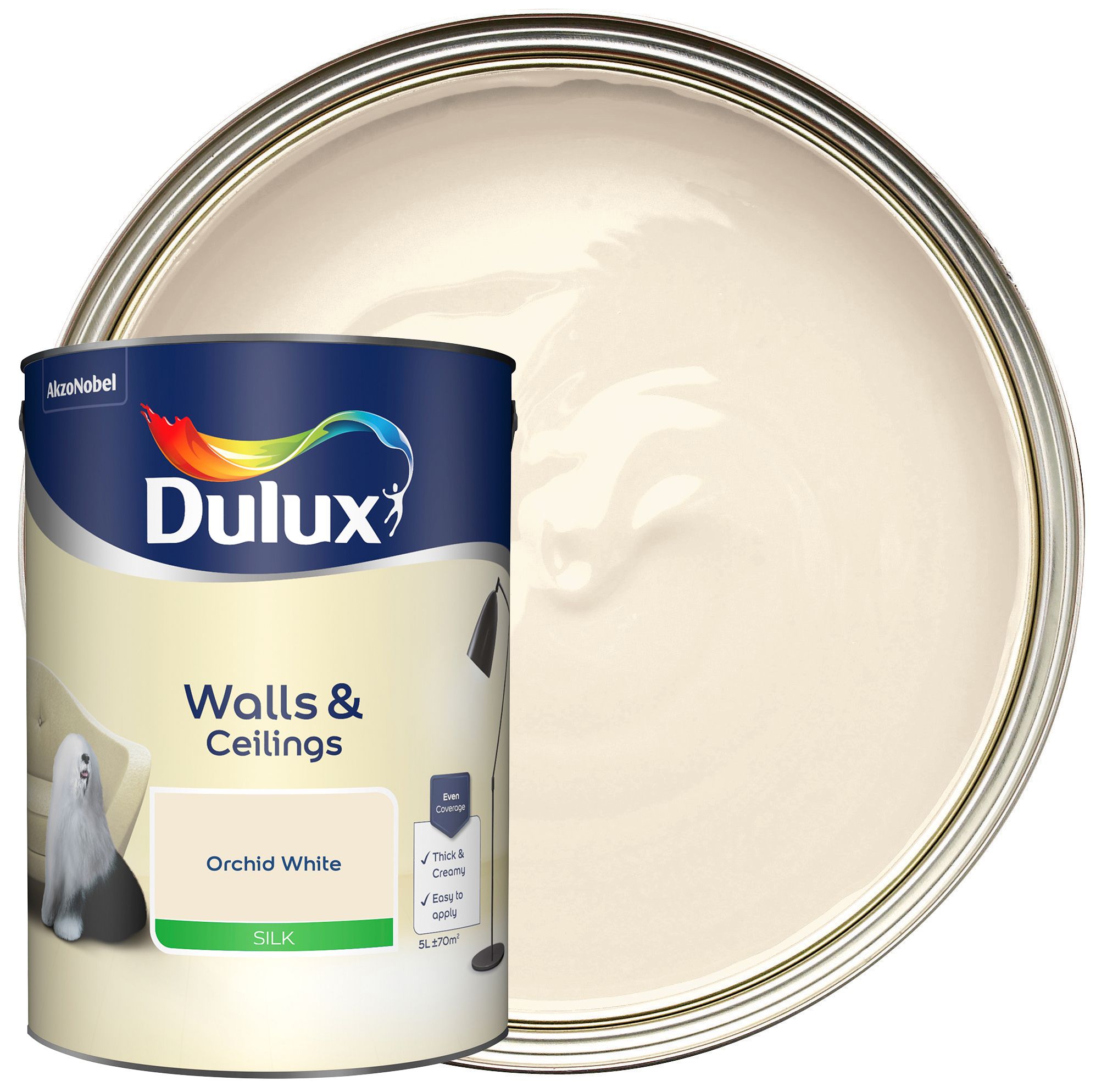 Dulux Silk Emulsion Paint - Orchid White - 5L