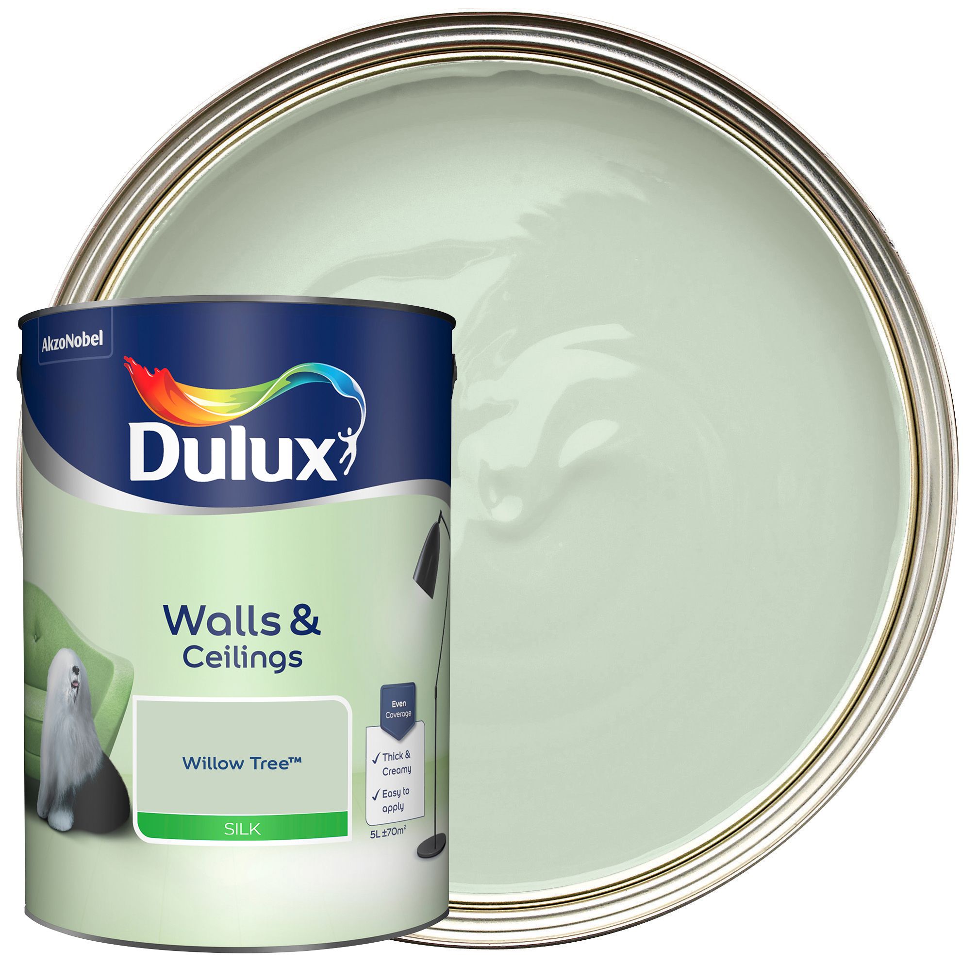 Image of Dulux Silk Emulsion Paint - Willow Tree - 5L