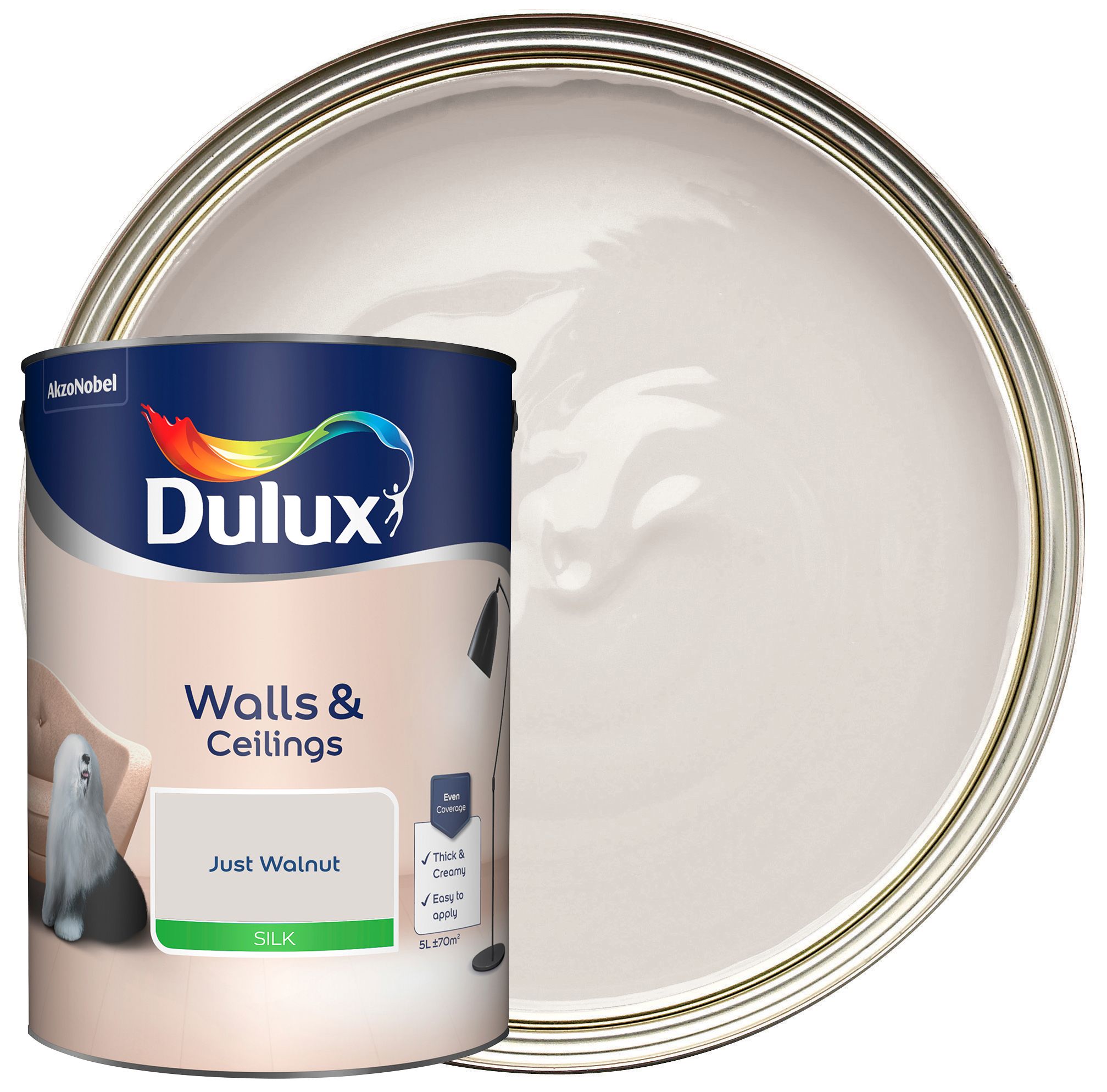 Image of Dulux Silk Emulsion Paint - Just Walnut - 5L