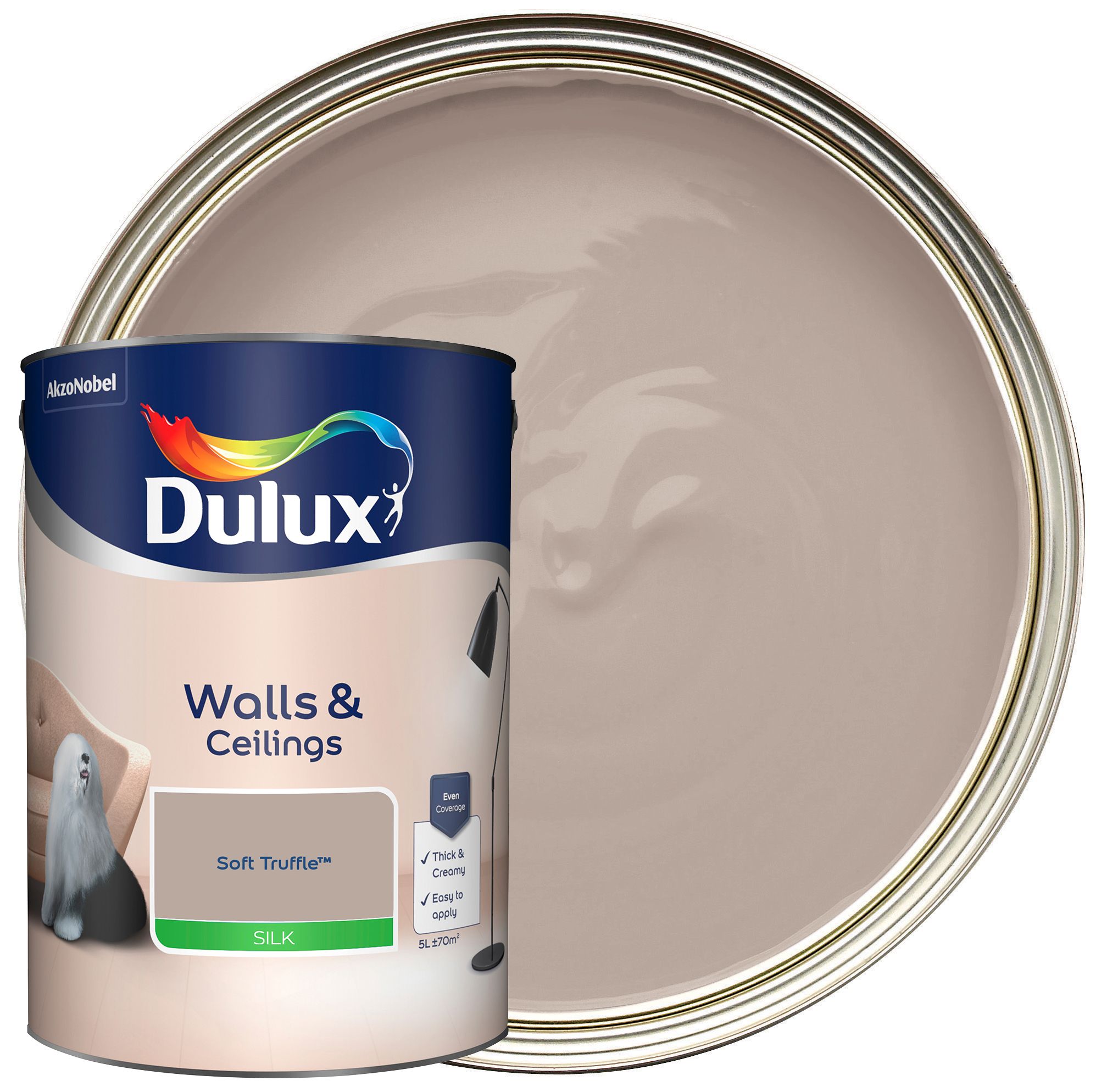 Image of Dulux Silk Emulsion Paint - Soft Truffle - 5L