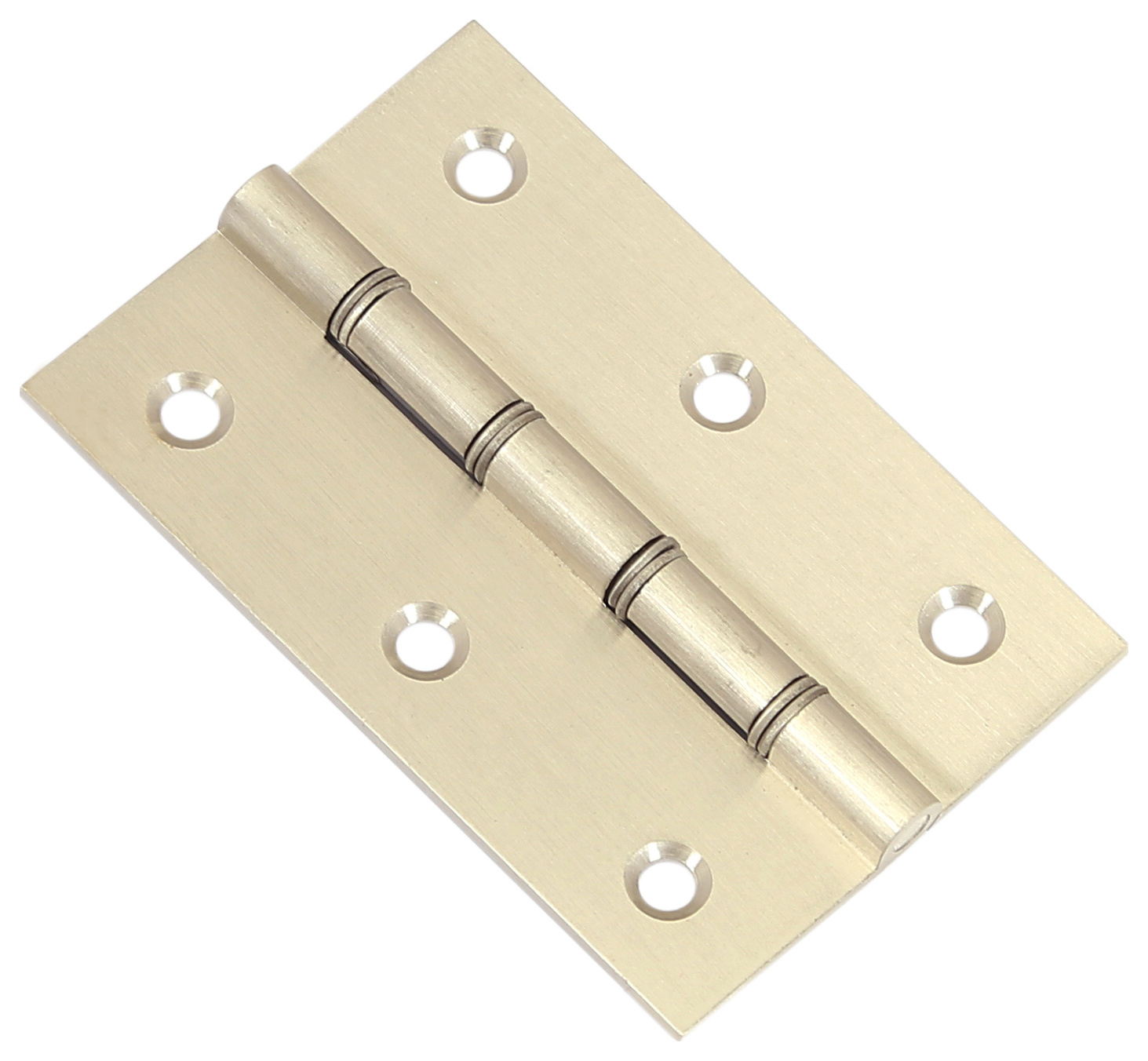 Image of Wickes Pack of 2 Double Steel Washered Butt Hinges, in Satin Nickel, Solid Brass, Size: 76mm