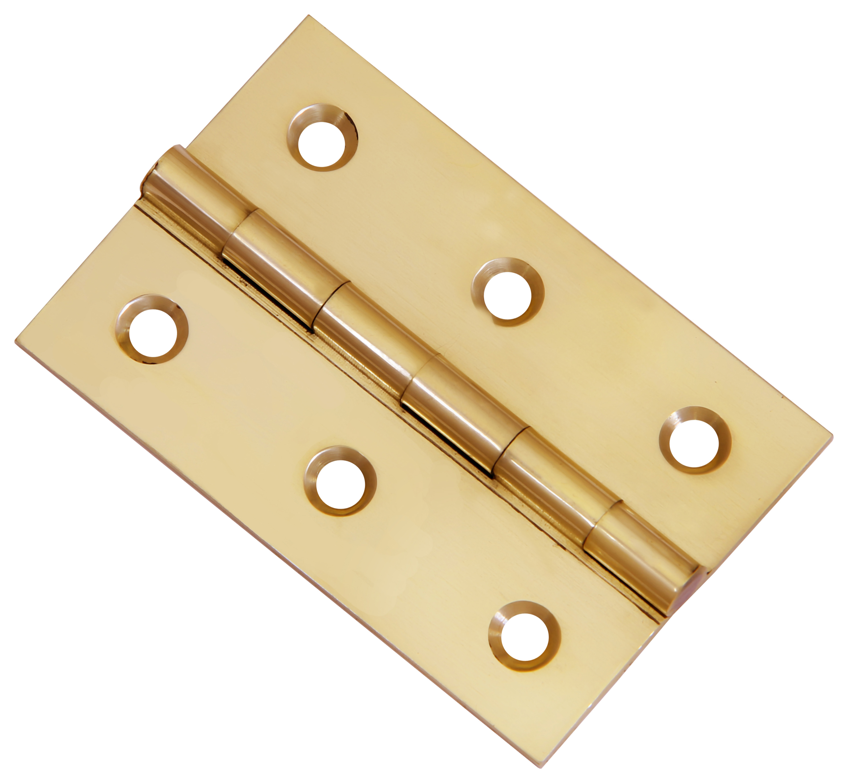Image of Wickes Pack of 2 Butt Hinges, in Polished Brass, Solid, Size: 76mm