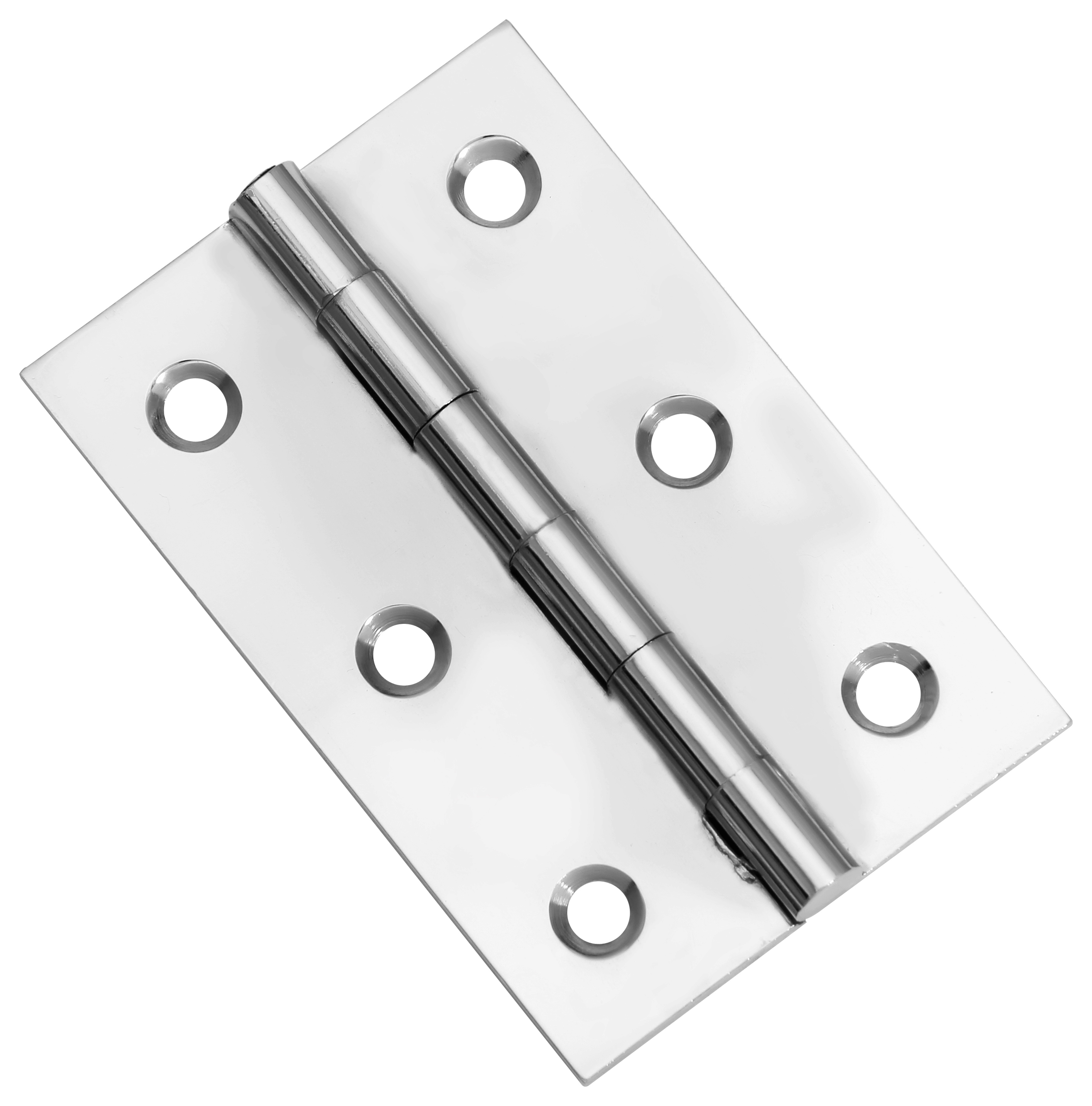 Wickes Solid Brass Polished Chrome Butt Hinge - 76mm - Pack of 2