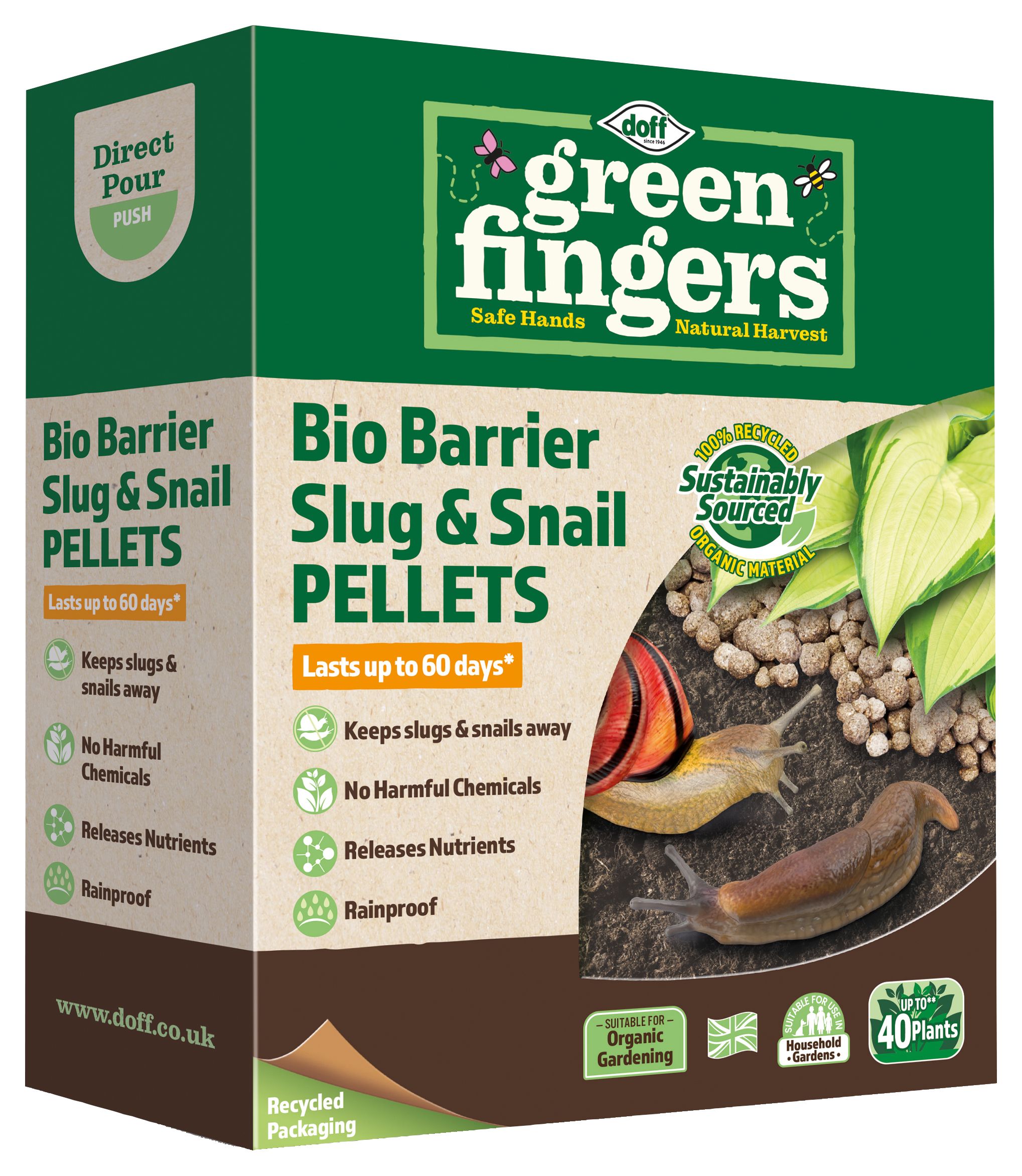 Image of Doff Green Fingers 2-in-1 Bio Pellets Slug Barrier - 1kg