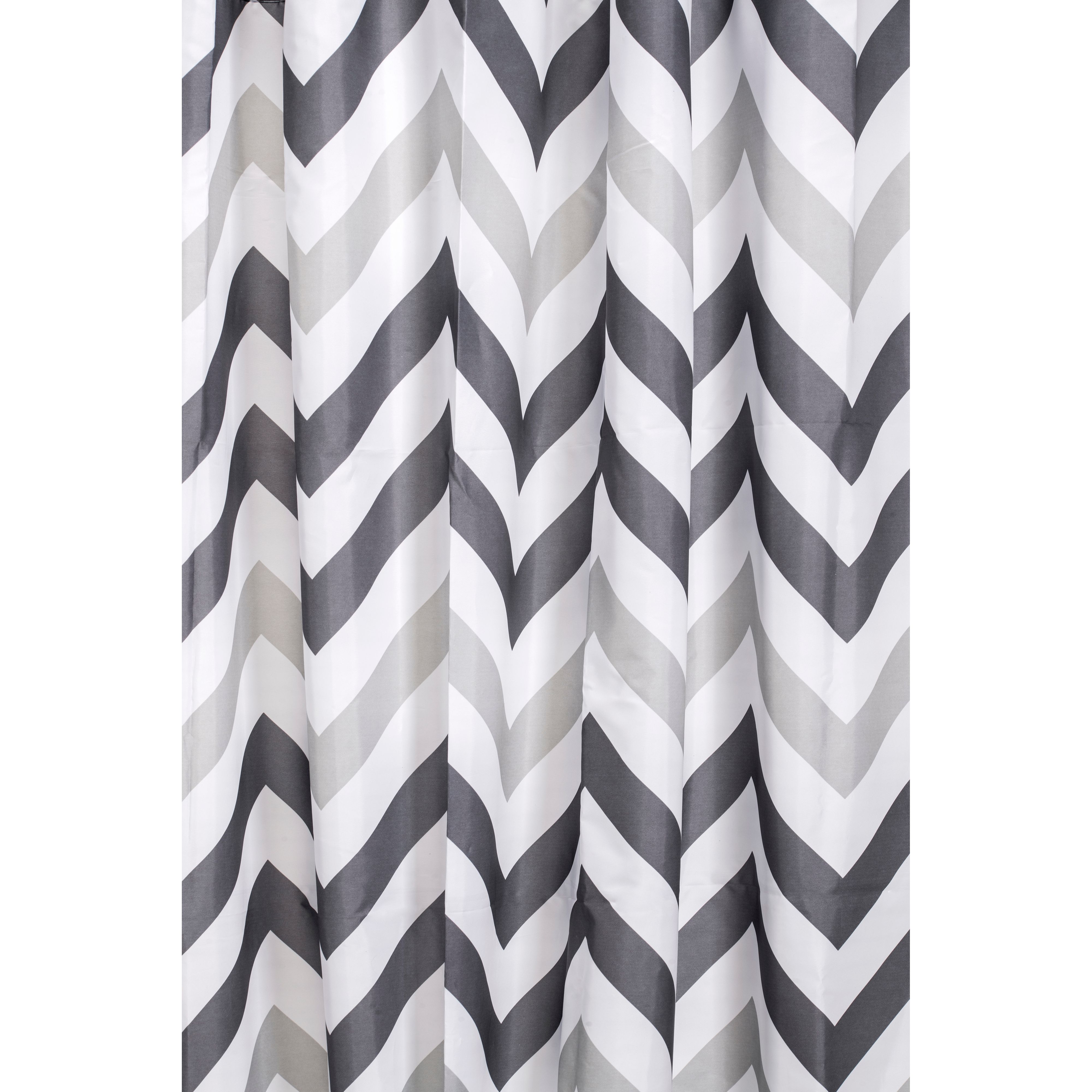 Croydex Textile Shower Curtain - Grey Chevron